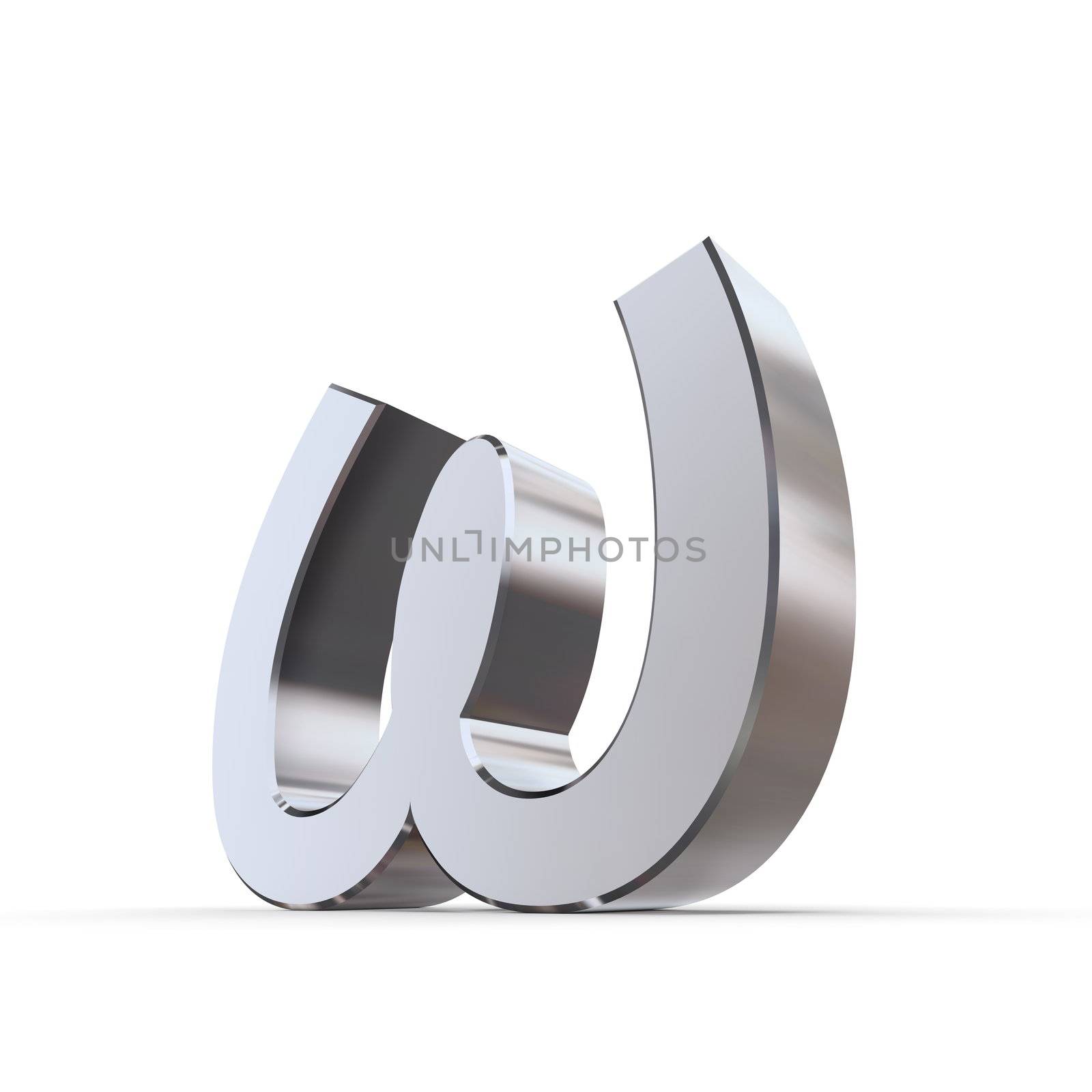 shiny metallic greek lower 3d letter Omega made of silver/chrome