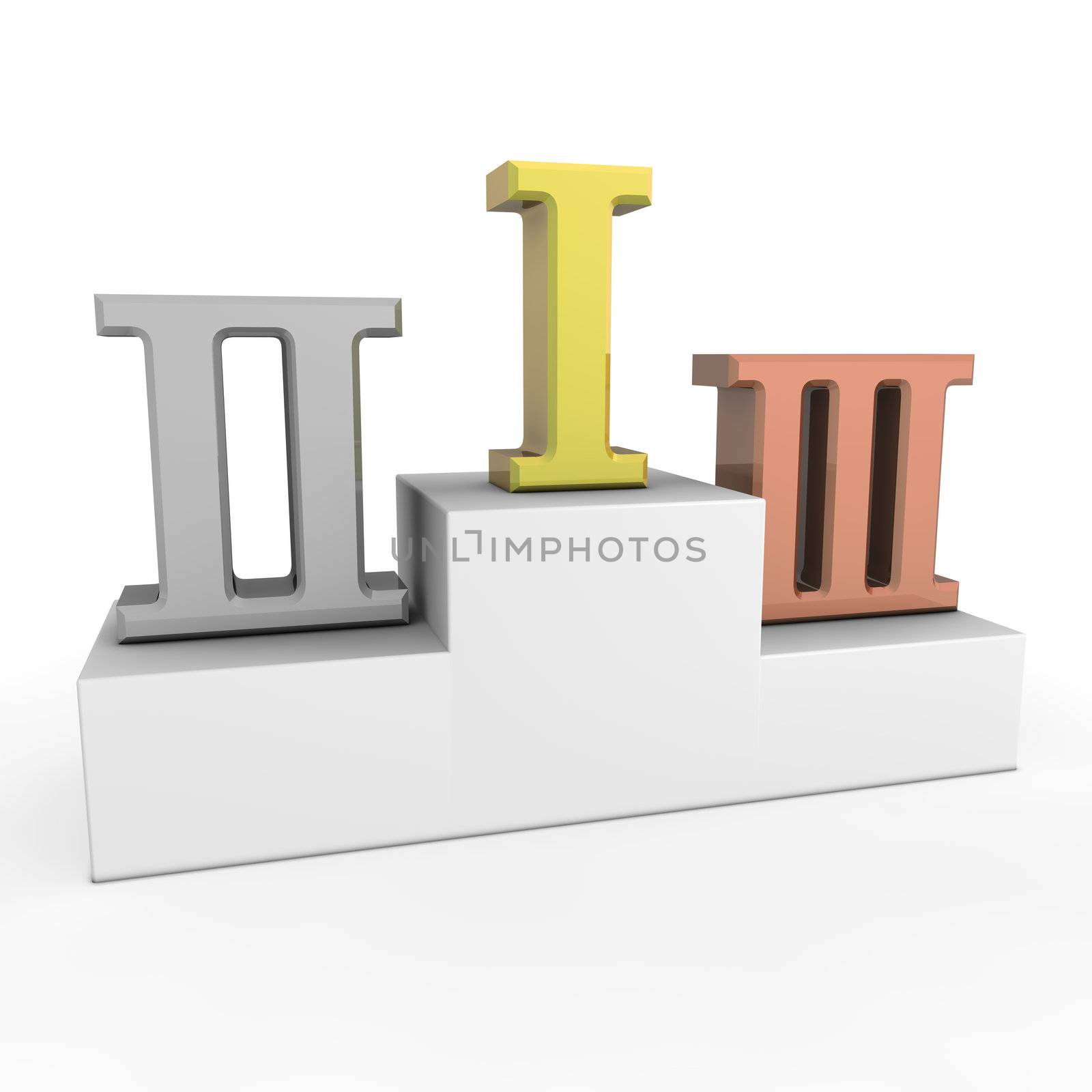 Victory Podium - Roman Numbers 1, 2, 3 - Gold, Silver, Bronze by PixBox