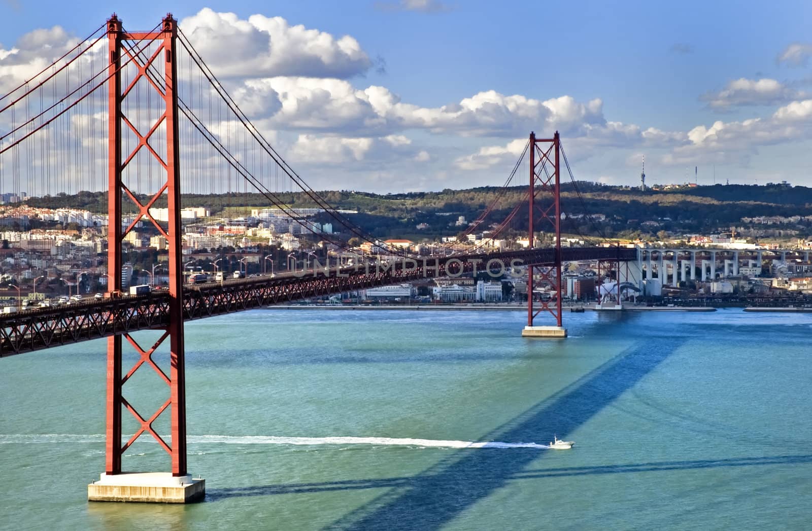 The 25th of April Suspension Bridge in Lisbon, Portugal.