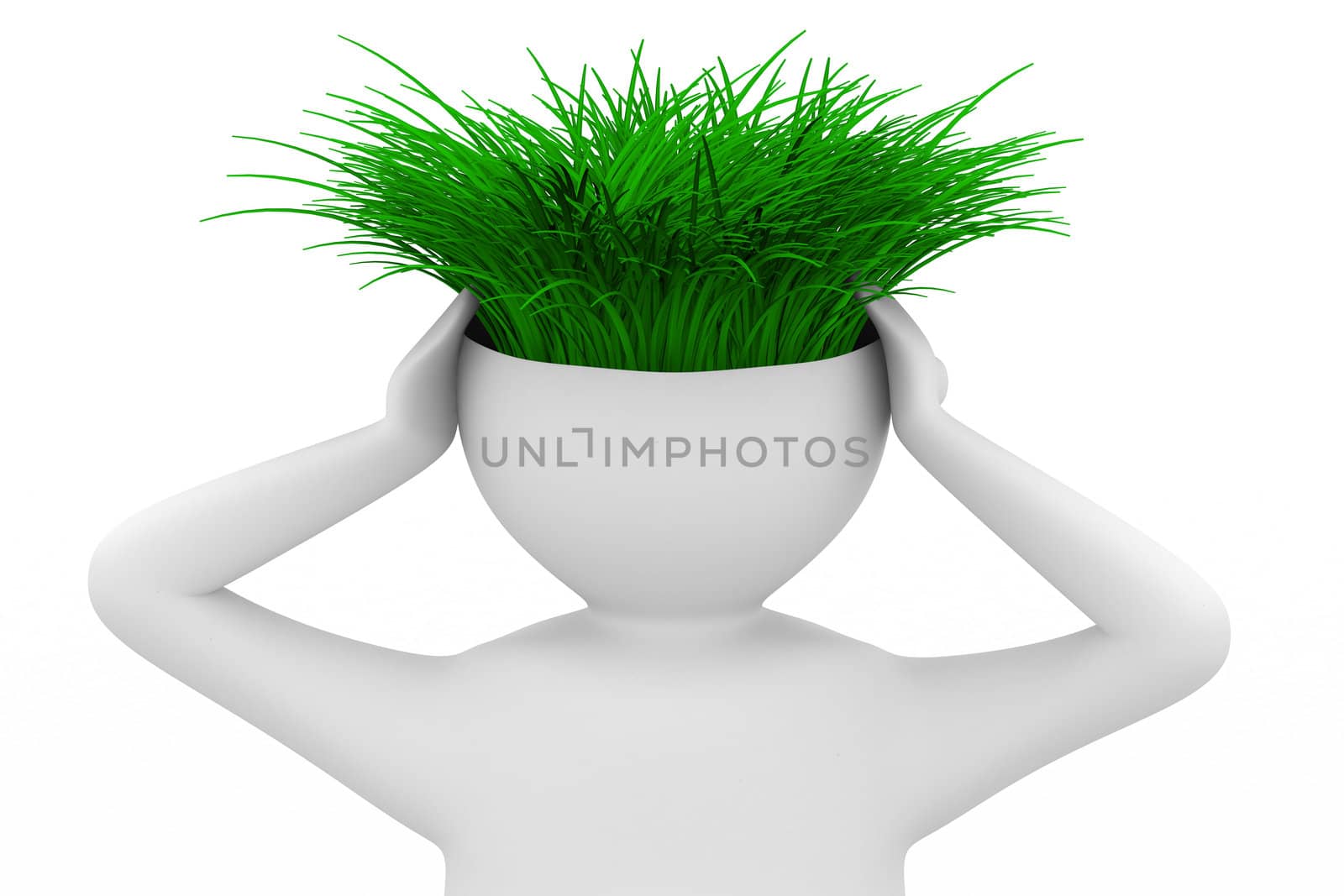 man thinks of ecology. Isolated 3D image