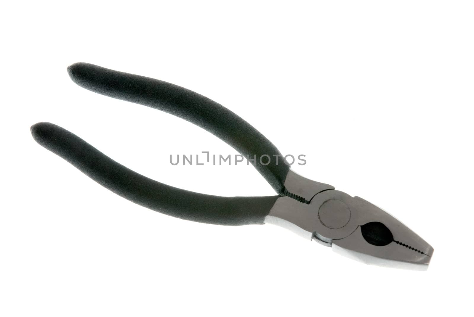 Black plier isolated on white background.