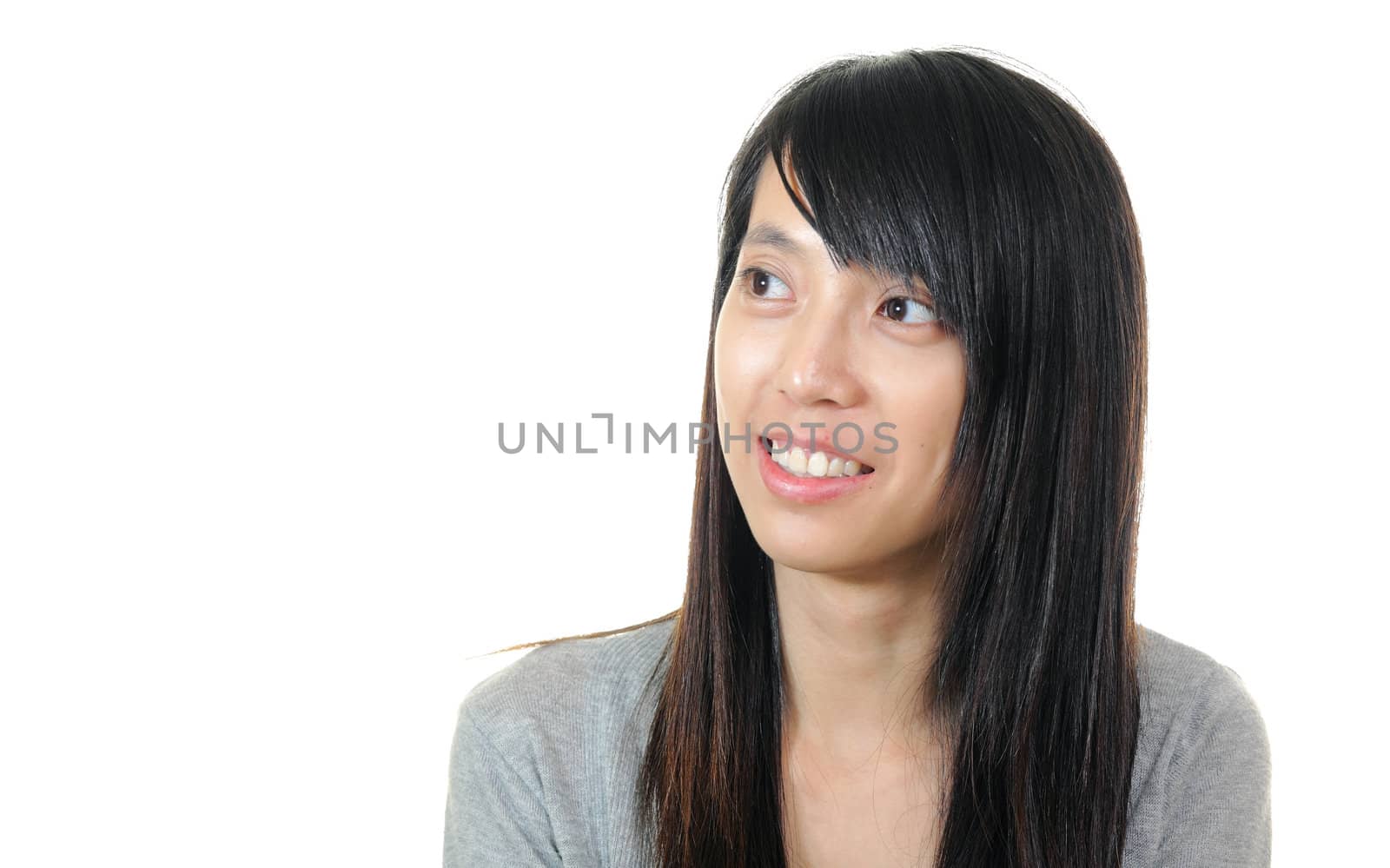 chinese girl on white background