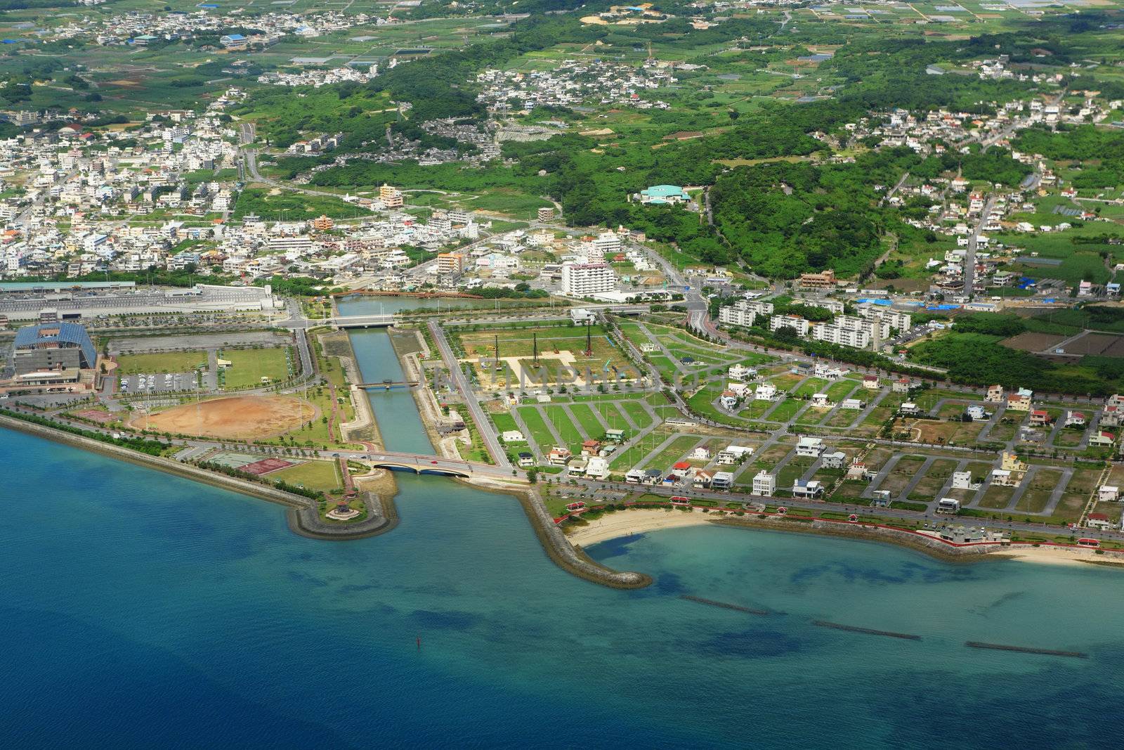 aerial photo of okinawa japan
