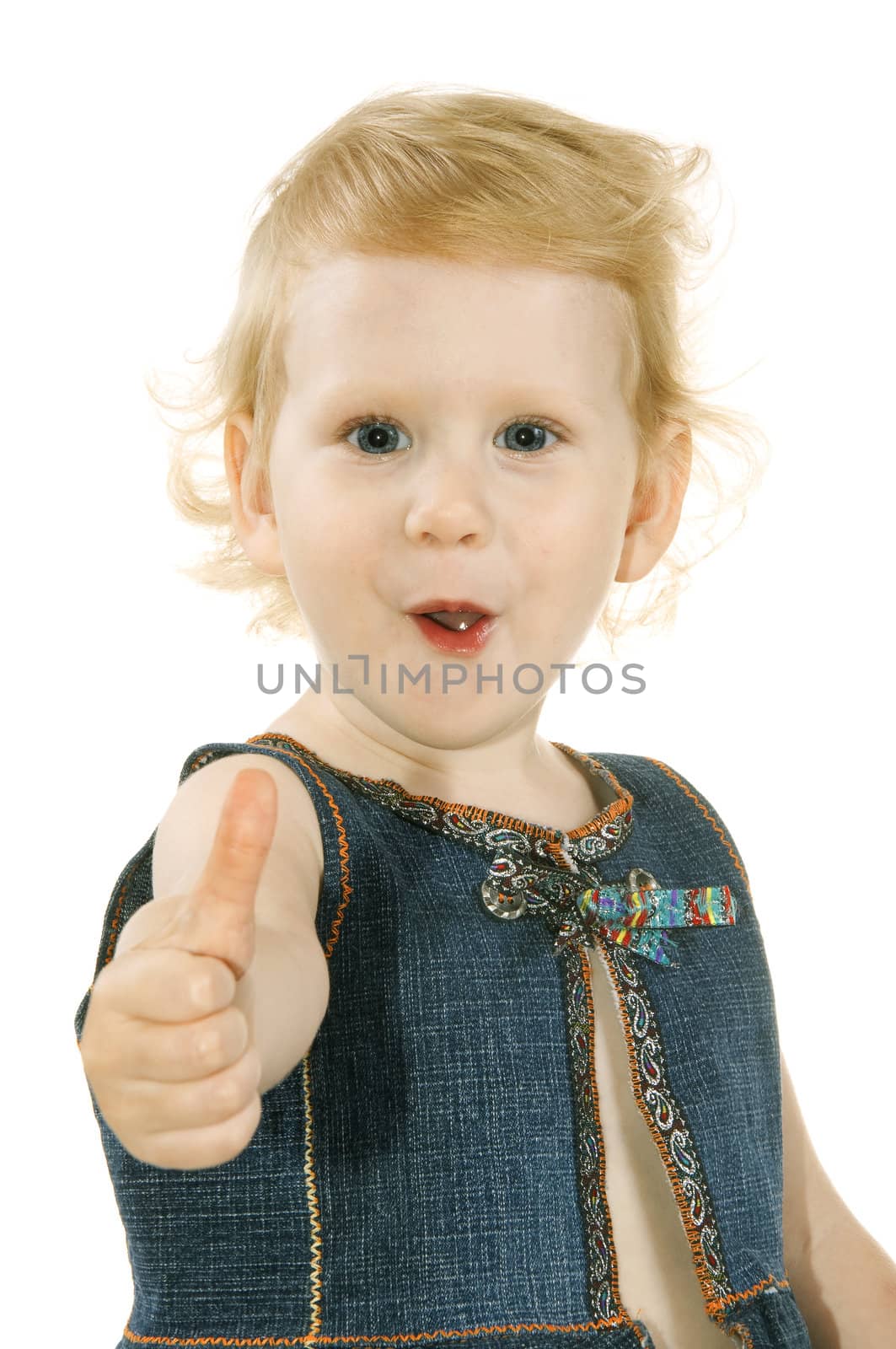 small child smiles insulated on white background