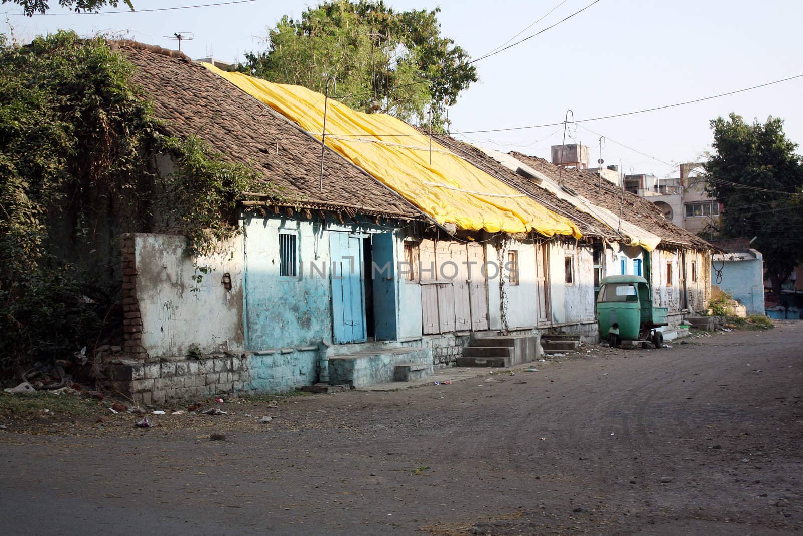 The architecture of traditional houses in a small village, in India