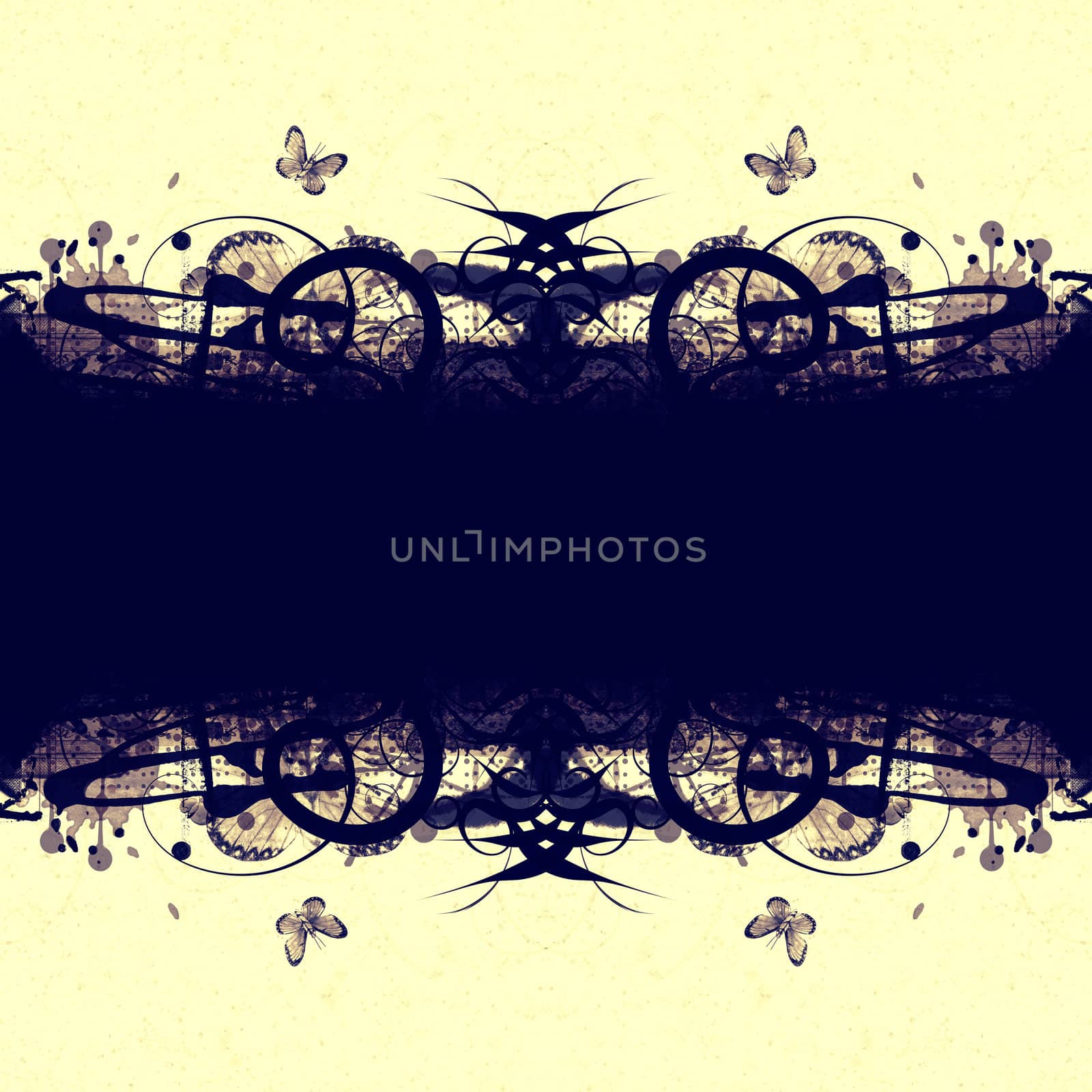 Computer designed highly detailed grunge floral frame  with space for your text or image.