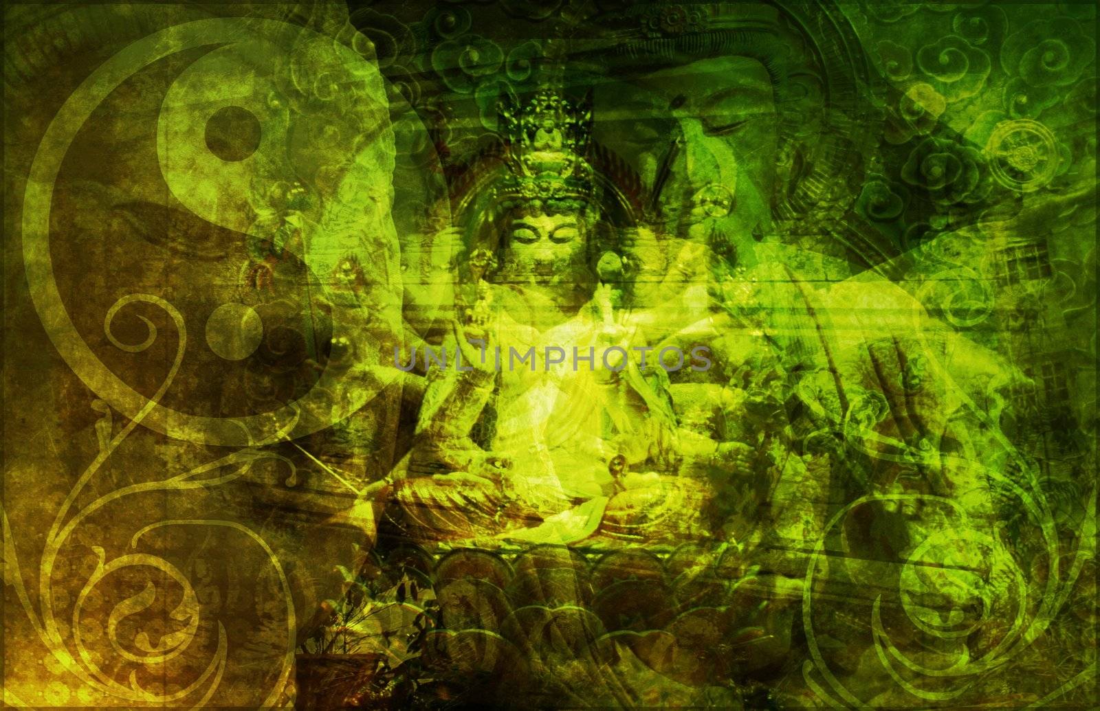 Asia Abstract Art Buddha as a Background