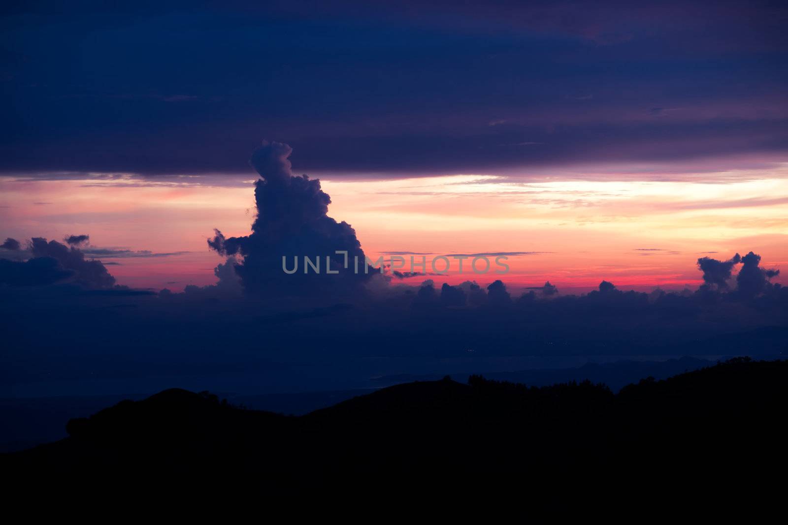 Beautiful Costa Rica evening sunset near Monteverde