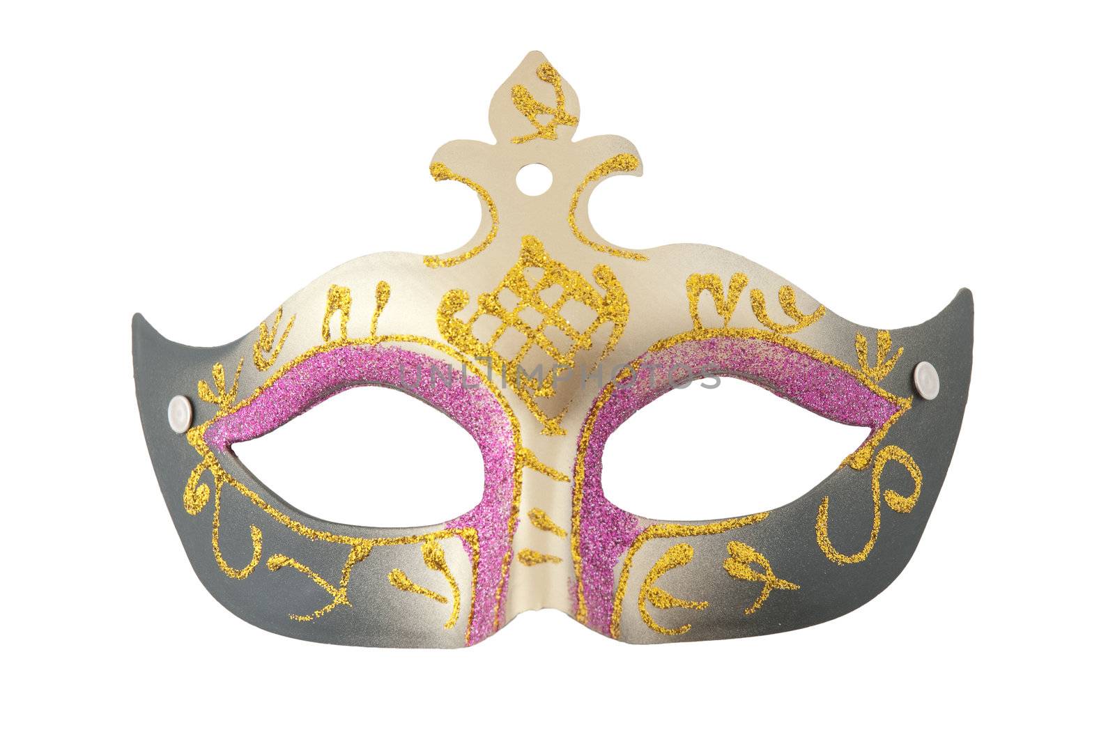 Elegant carnival mask isolated on white background.
