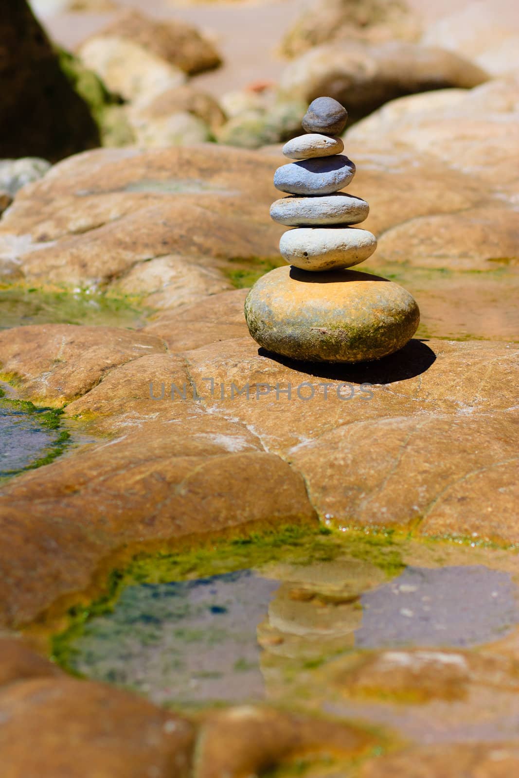 Stone composition on the stone beach