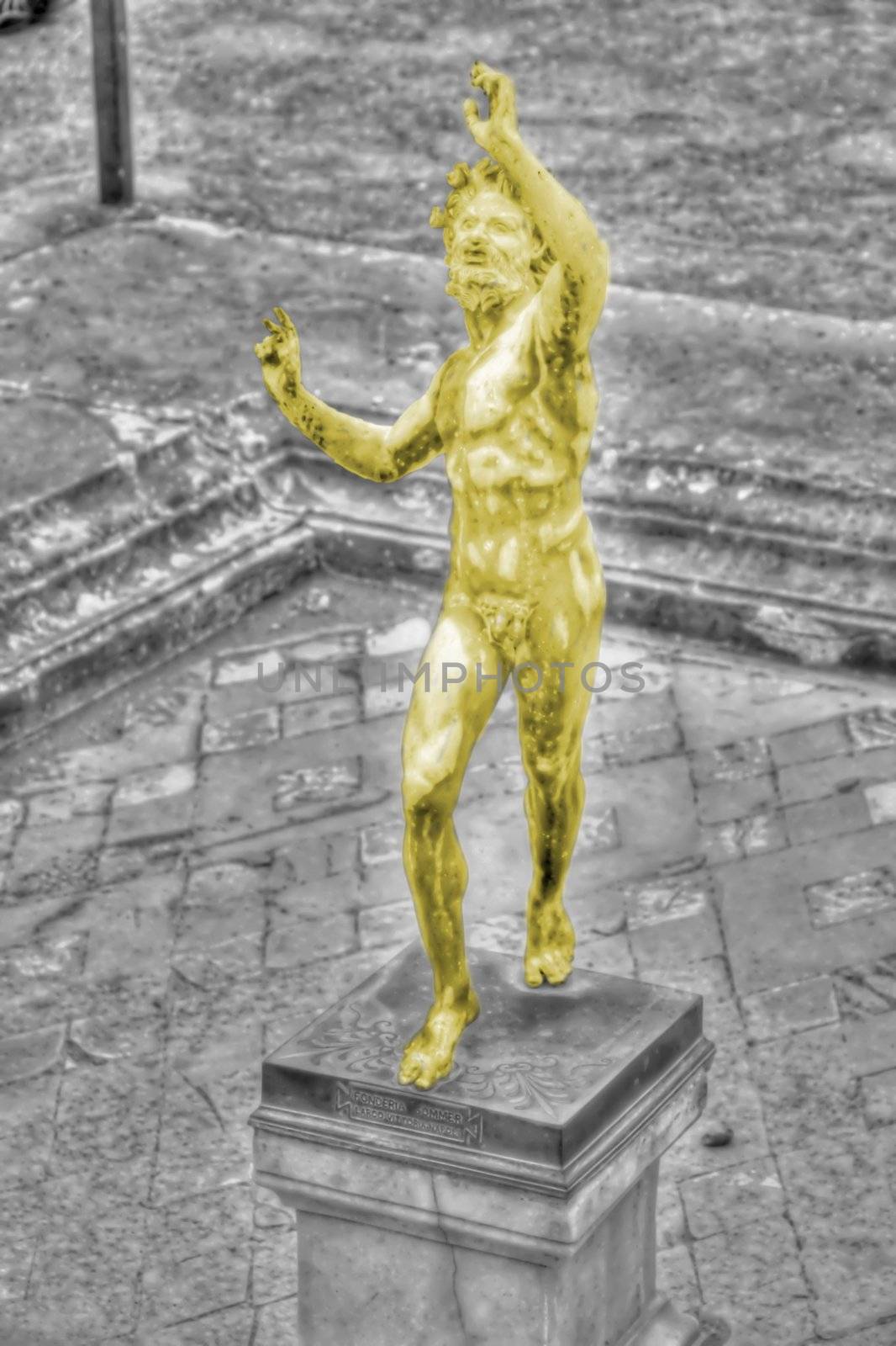 Selective color Pompeii Statue