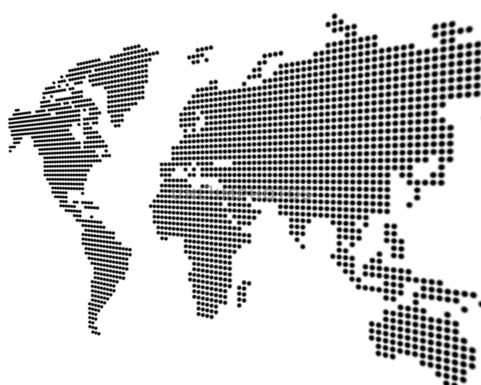 World map - black points on white background - 3D