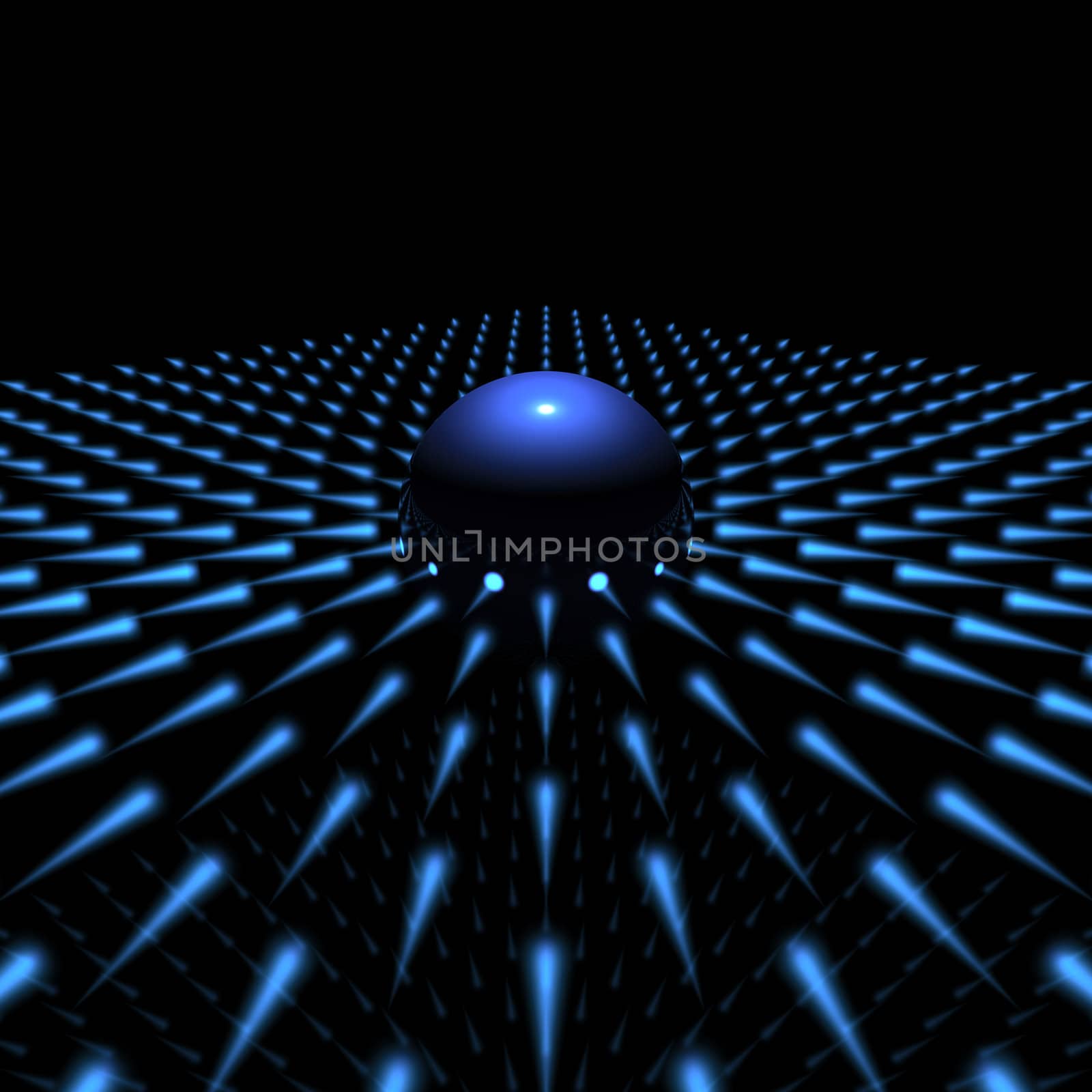 Abstract demonstration - blue light sphere