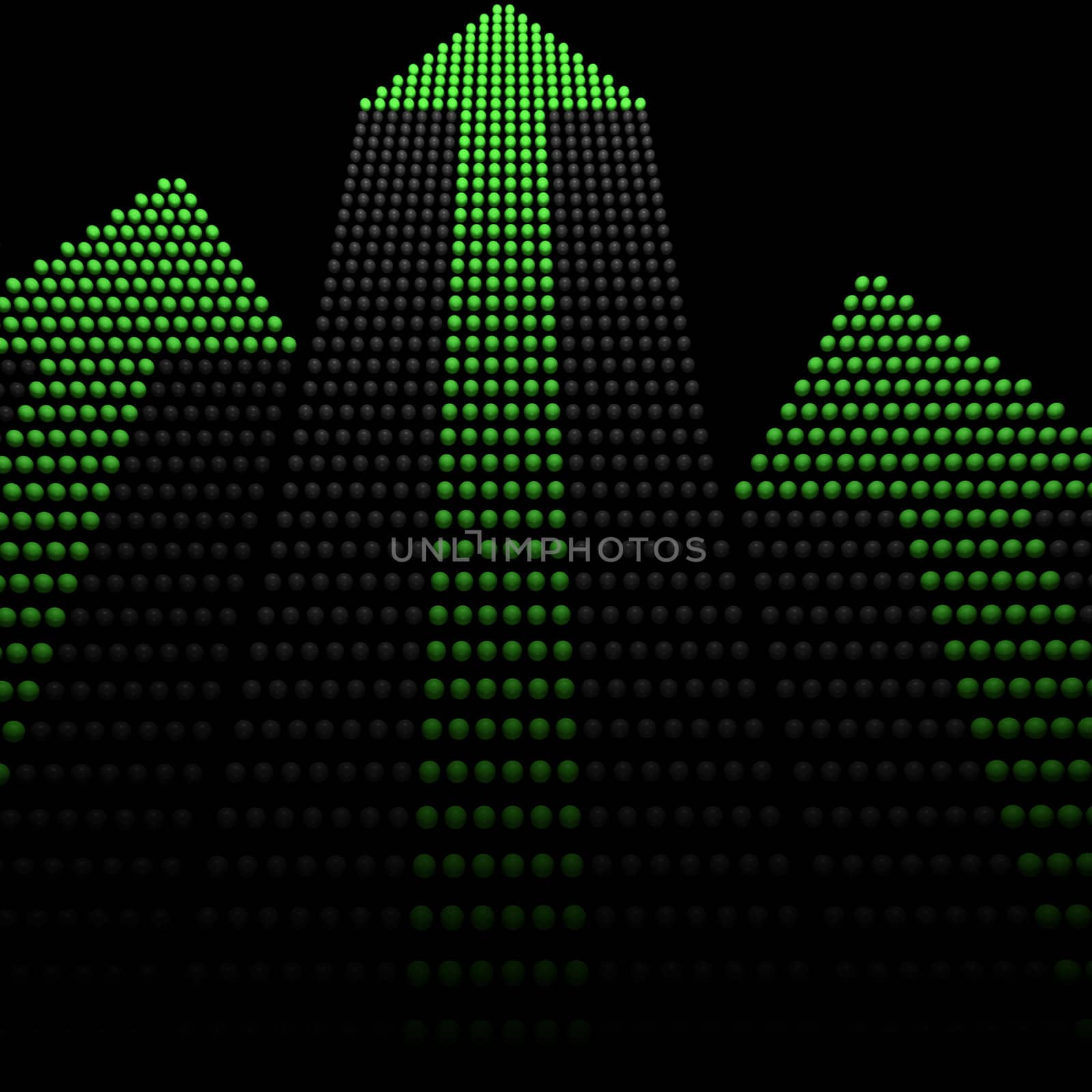 Abstract demonstration - green 3D arrows