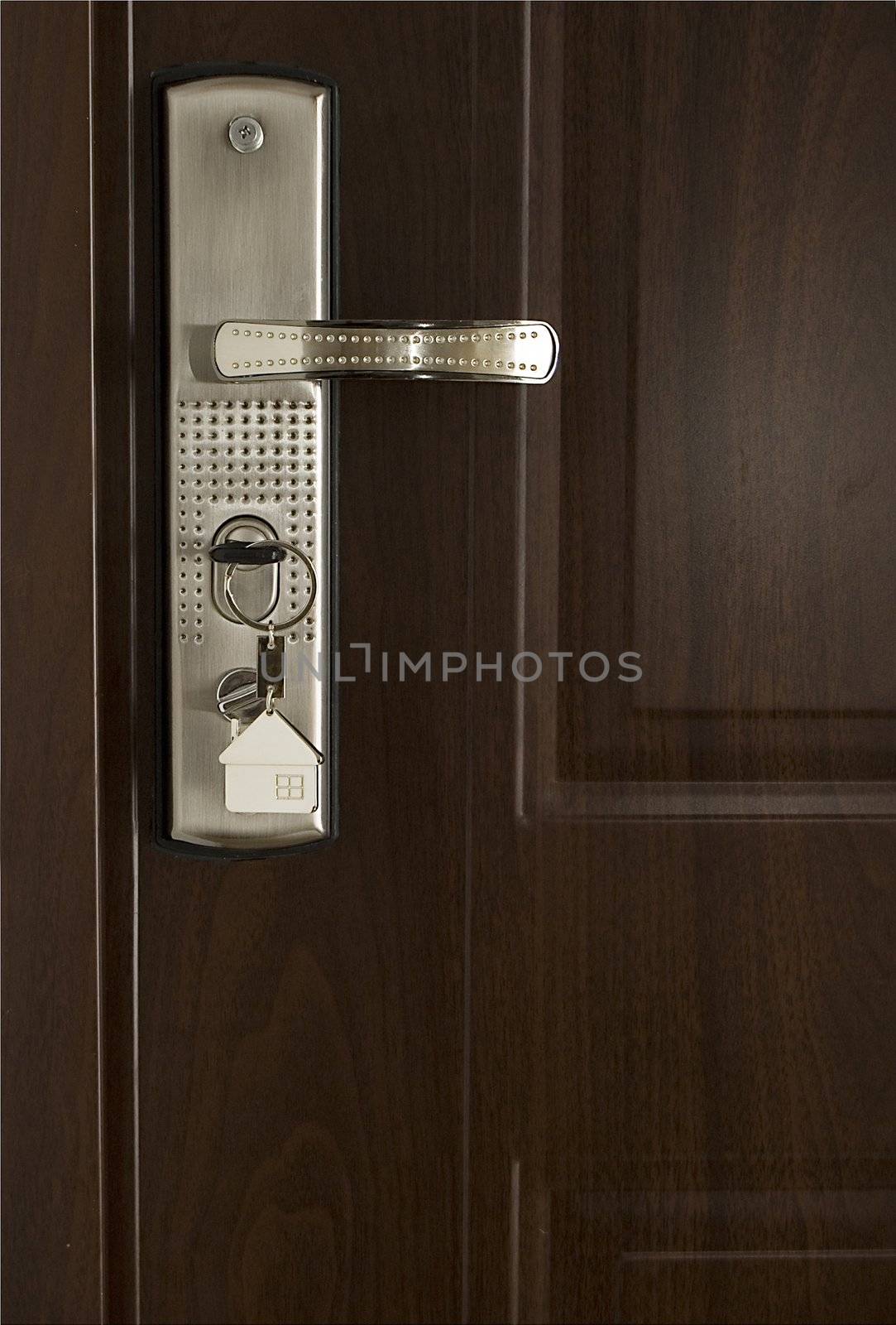 Real estate concept: keys and modern door