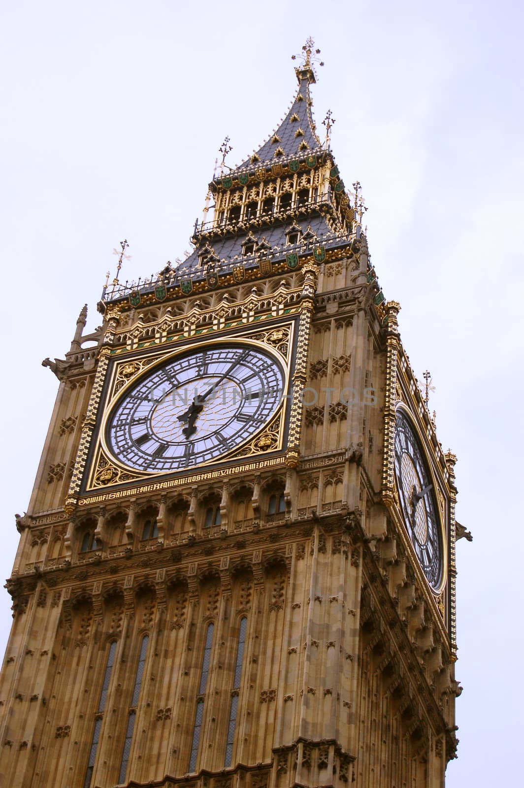 Big Ben in London over blue sky