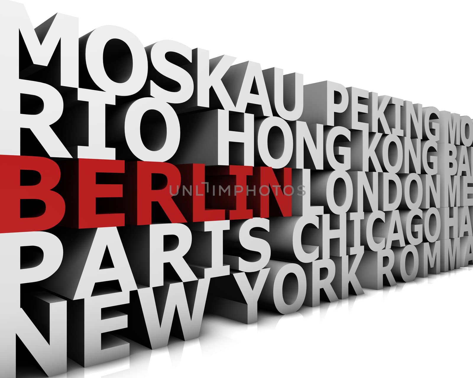 typographical demonstration of big cities - Berlin  3d