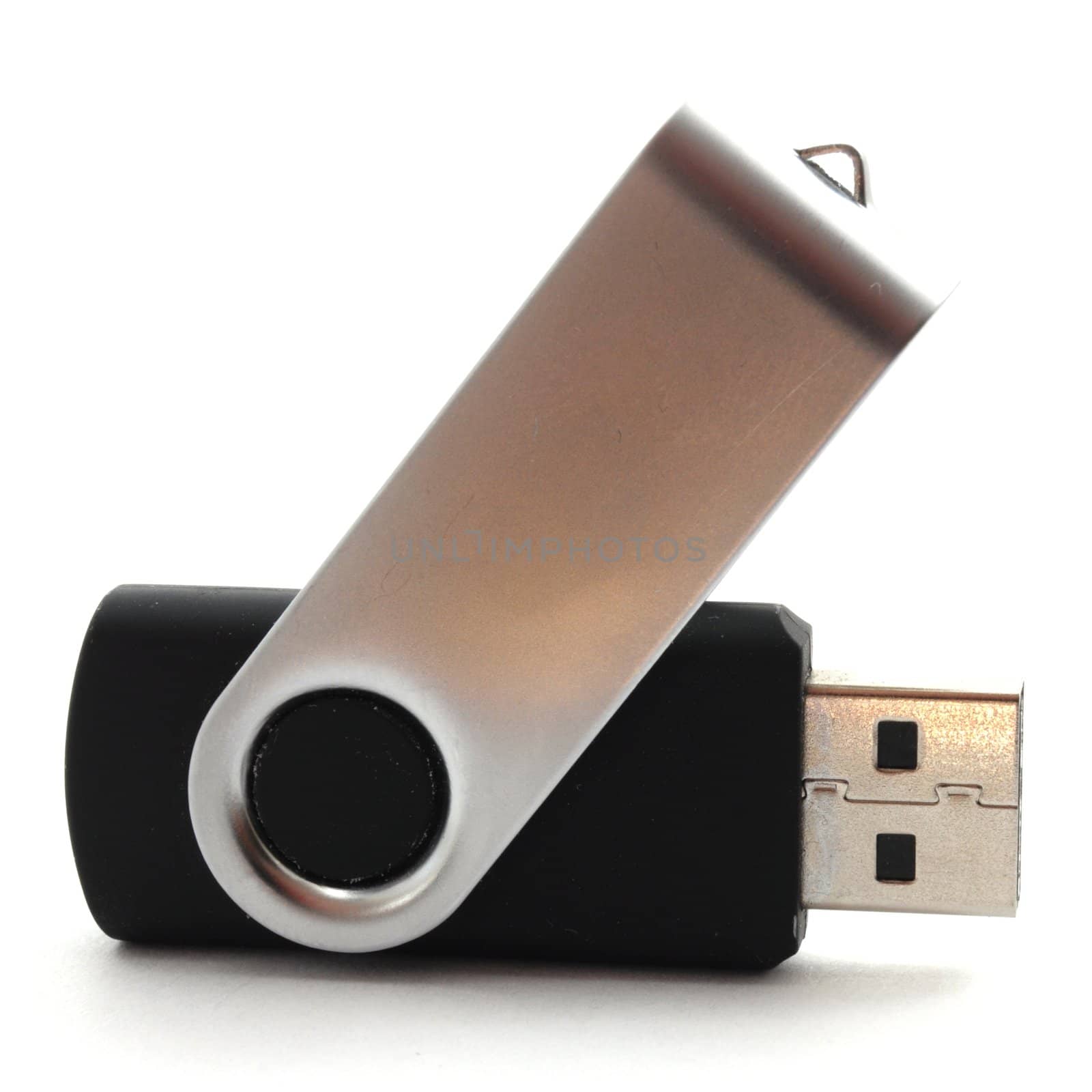 usb stick or flash drive showing data concept on white background