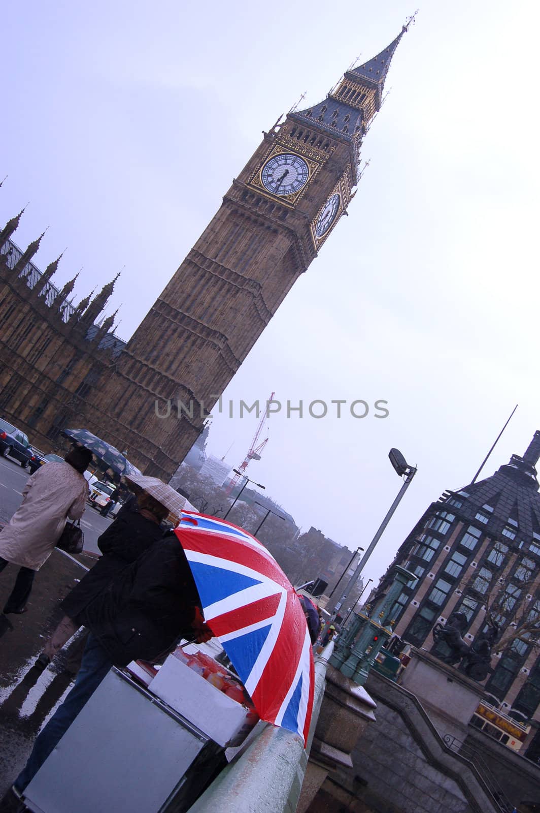 Big Ben in London on rain