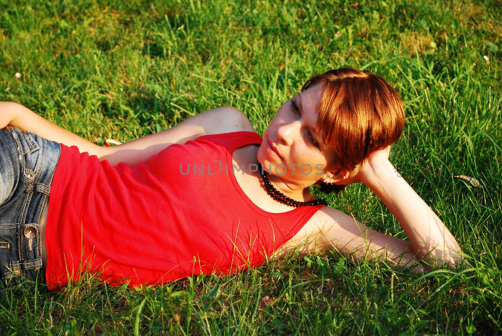 girl in green grass by tony4urban