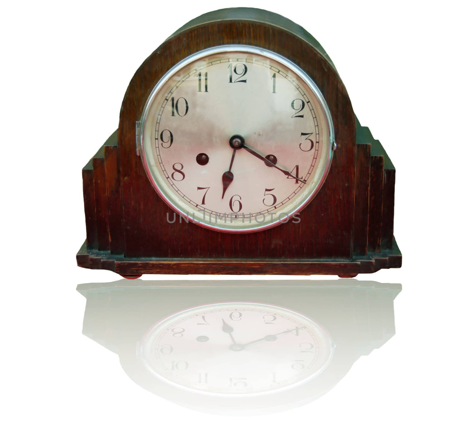 old clock isolated on a white background