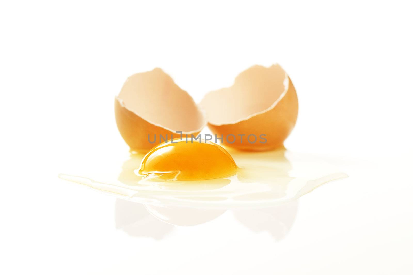 cracked egg on white background