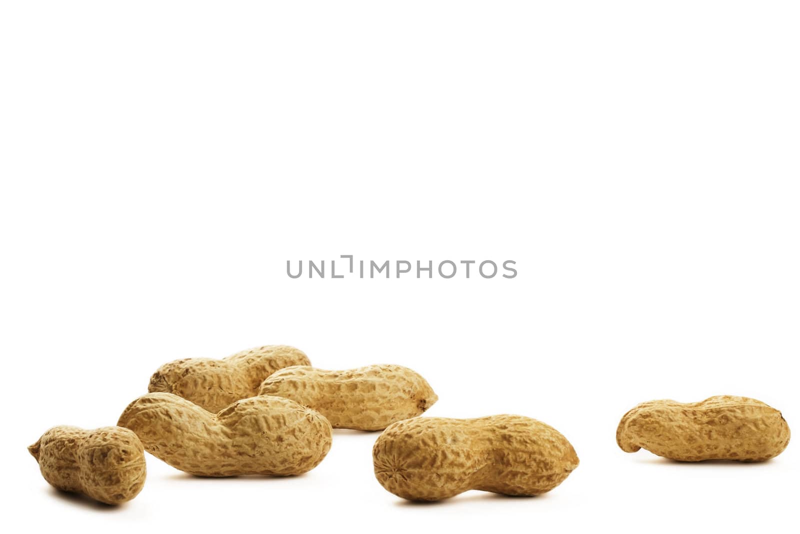 some peanuts on white background