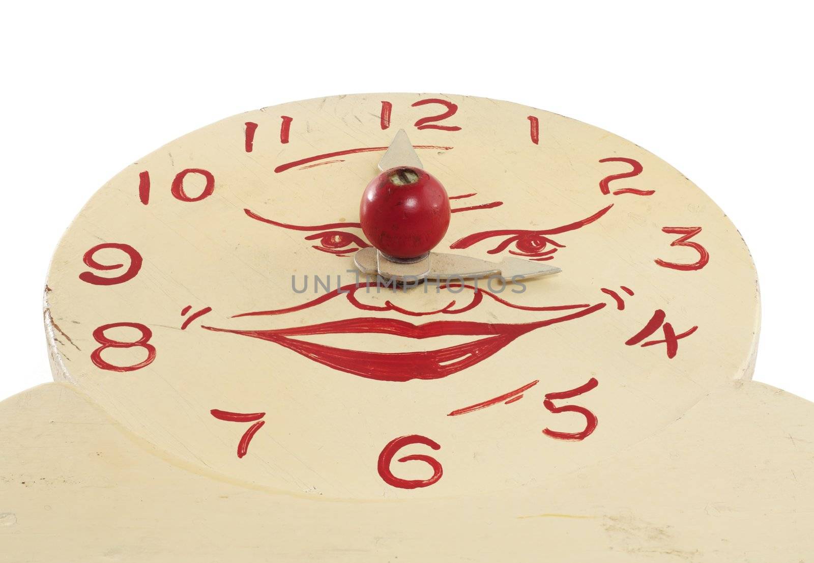 Old Handmade Wooden Toy Clock face by Em3