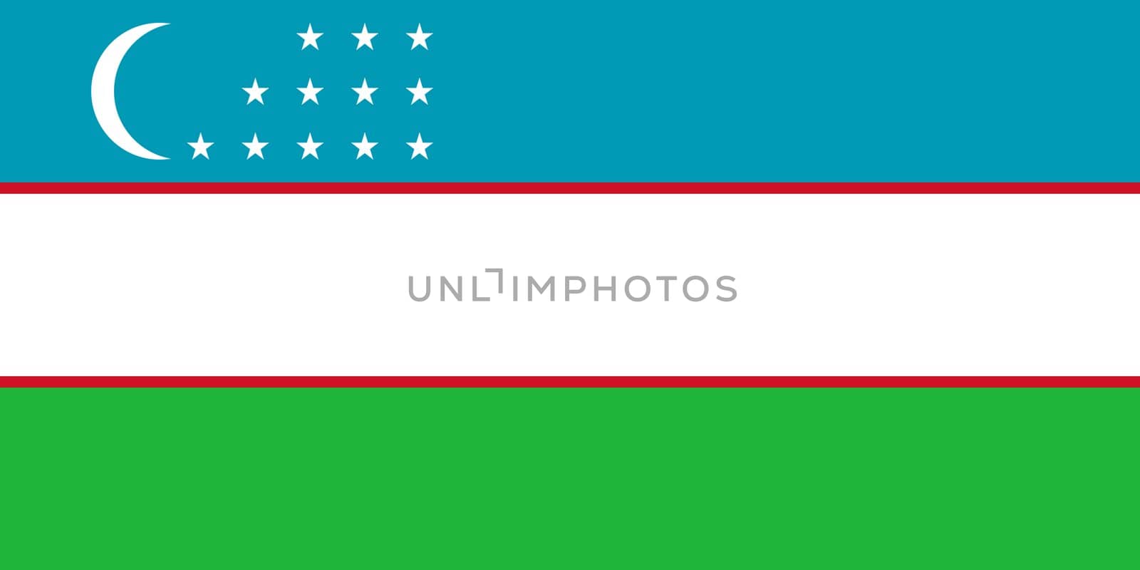 Sovereign state flag of country of Uzbekistan in official colors. 