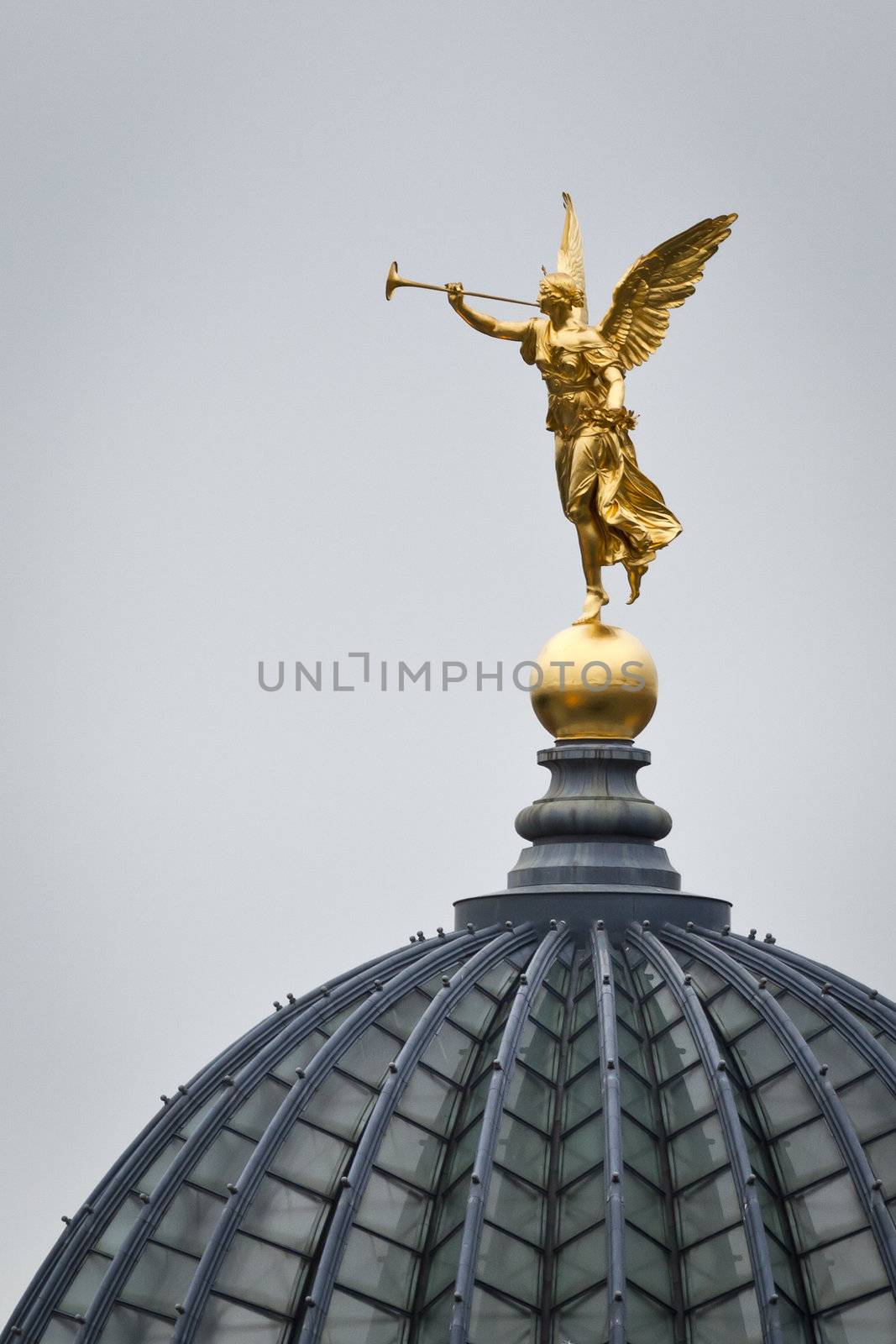 An image of the golden angel in Dresden Germany