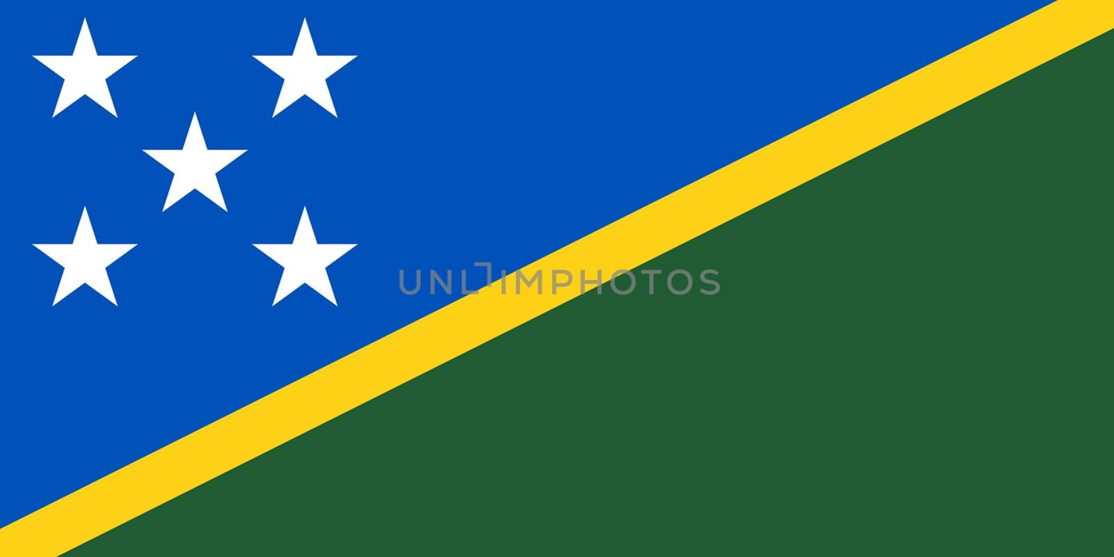 Sovereign state flag of country of Solomn Islands in official colors.