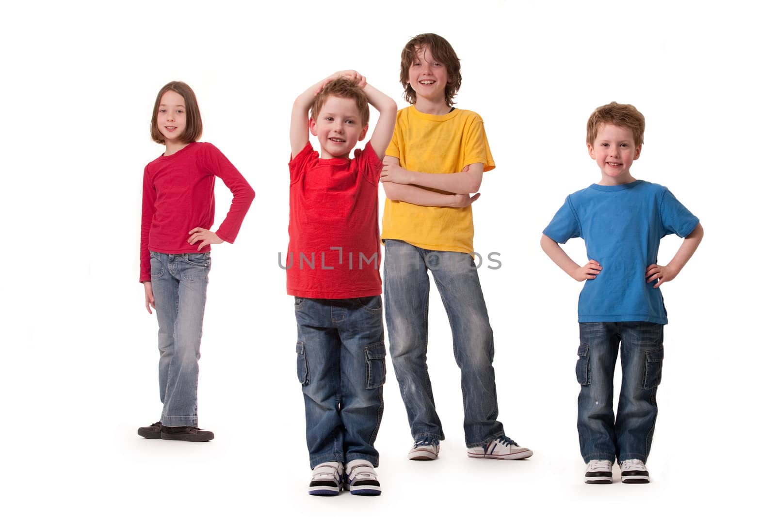 Young children isolated on a white background