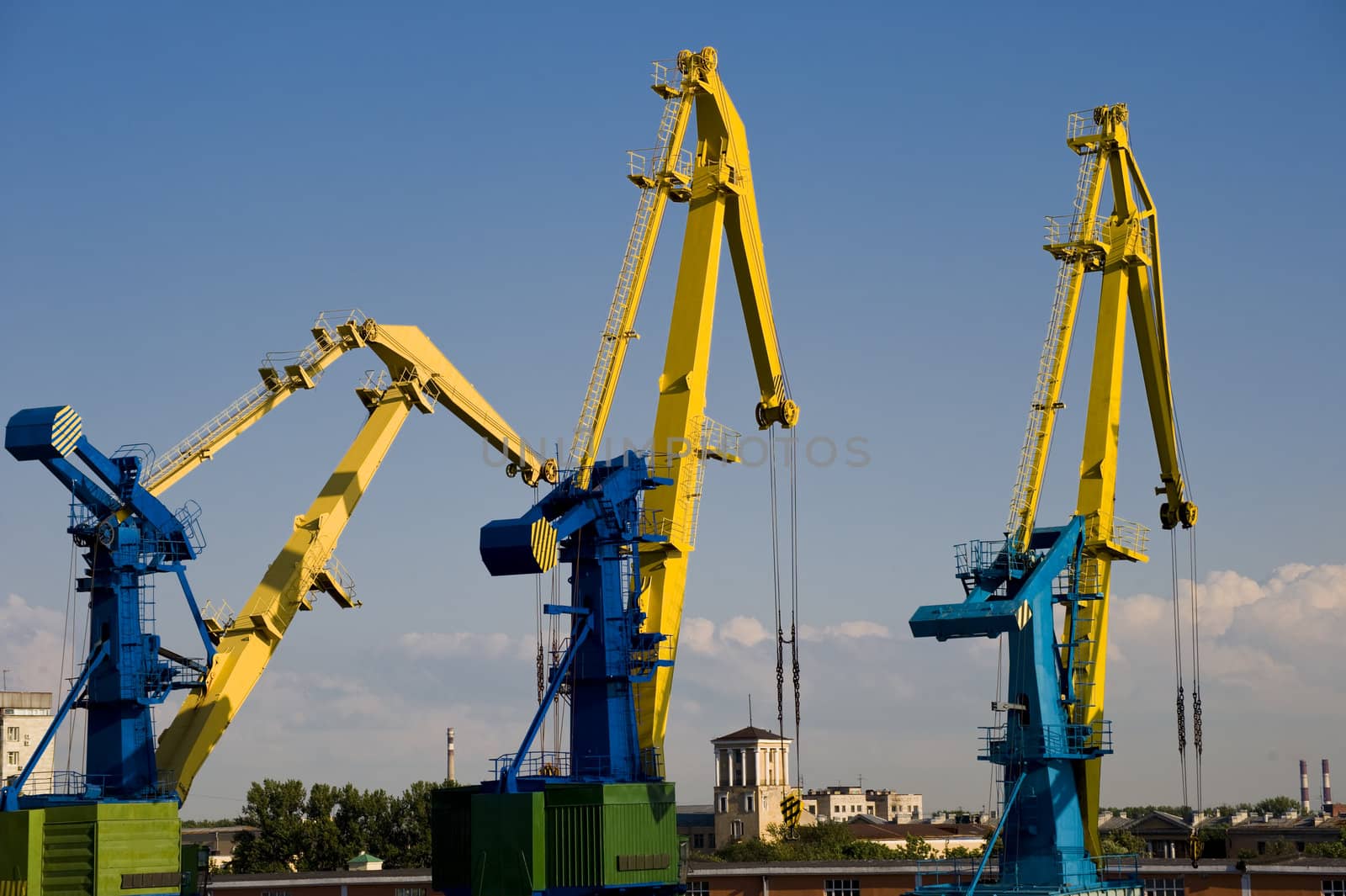 Port cranes inthe cargo port in Sankt Petersburg, Russia