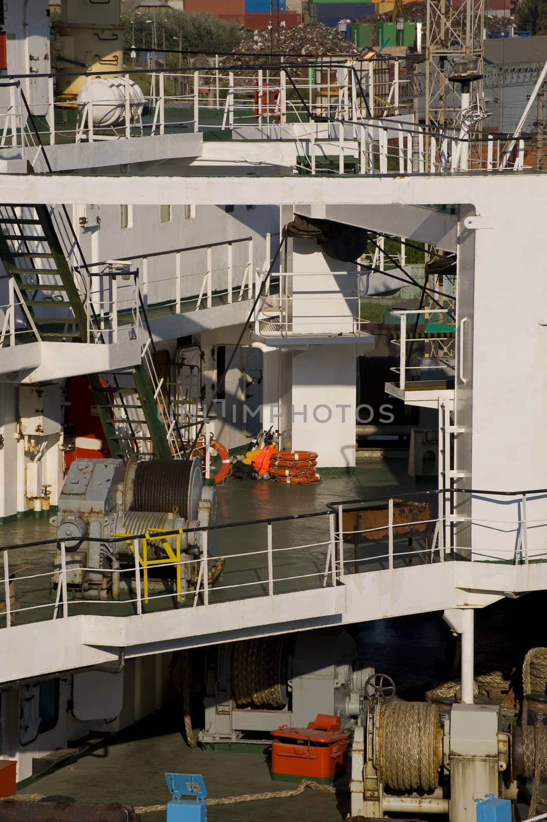 Cargoship decks in the cfrgo port in Sankt Petersburg, Russia