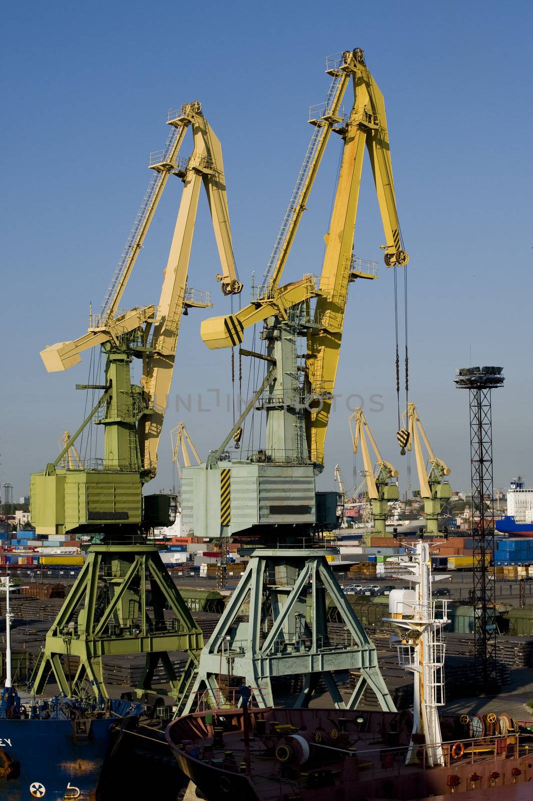Cranes in the cargo port in the Sankt Petersburg, Russia