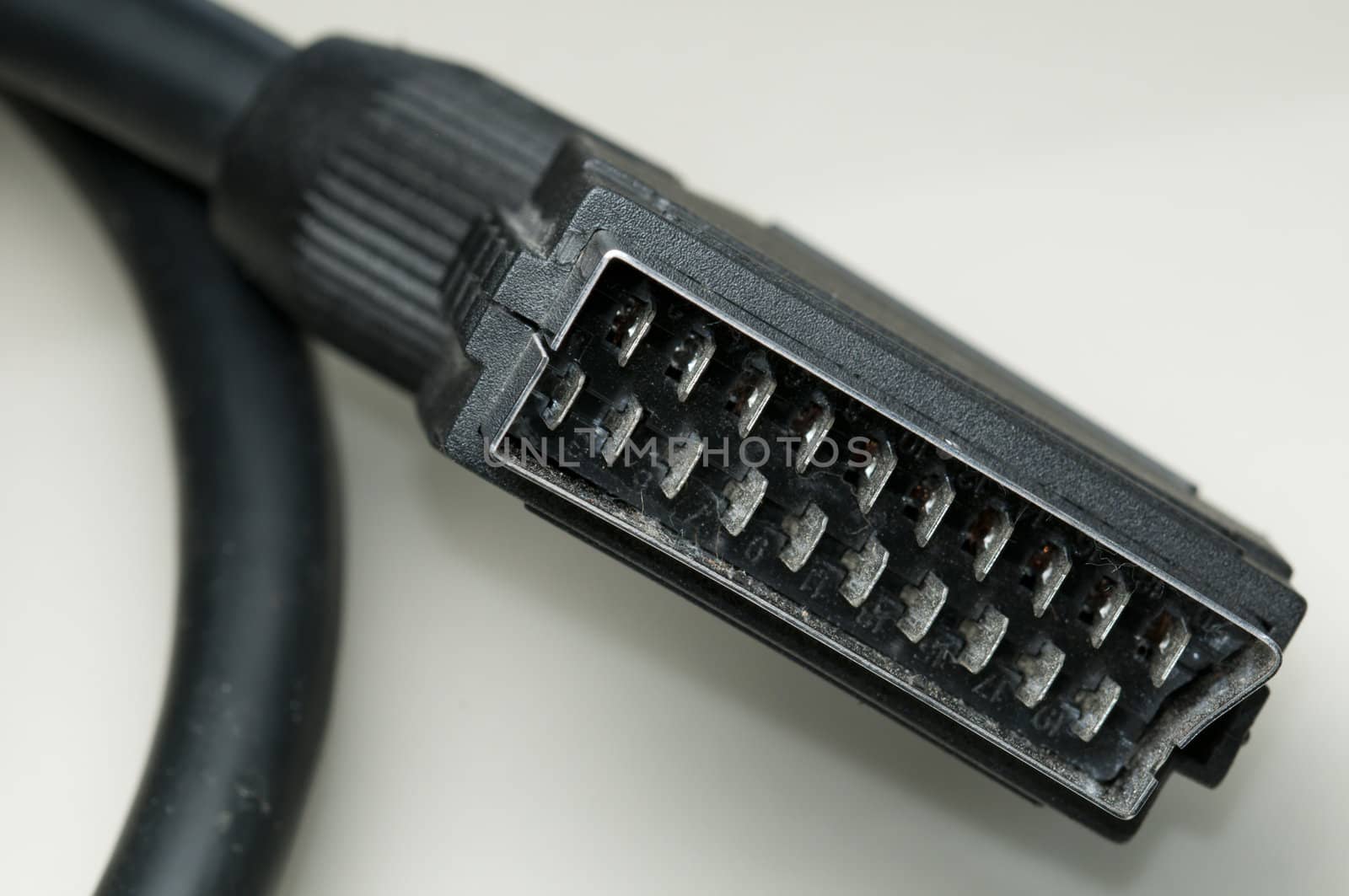 Close up of a SCART plug for video audio connection