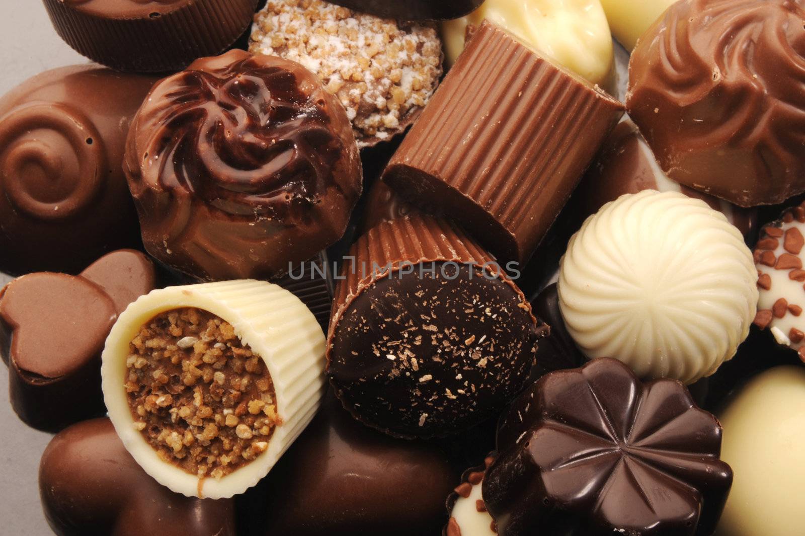 Selection of delicious hand made luxury chocolates