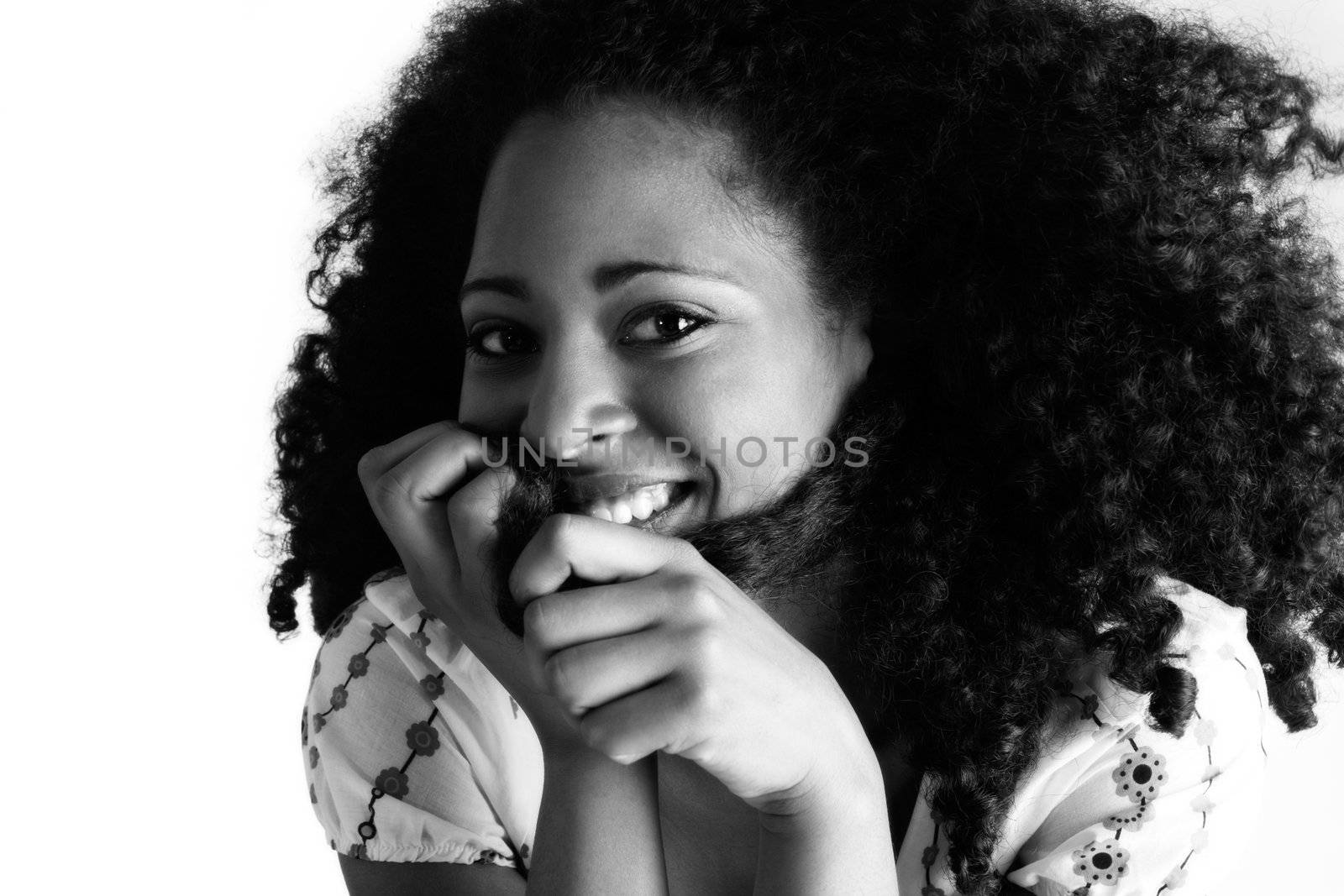 Portrait of a african girl having fun in the studio