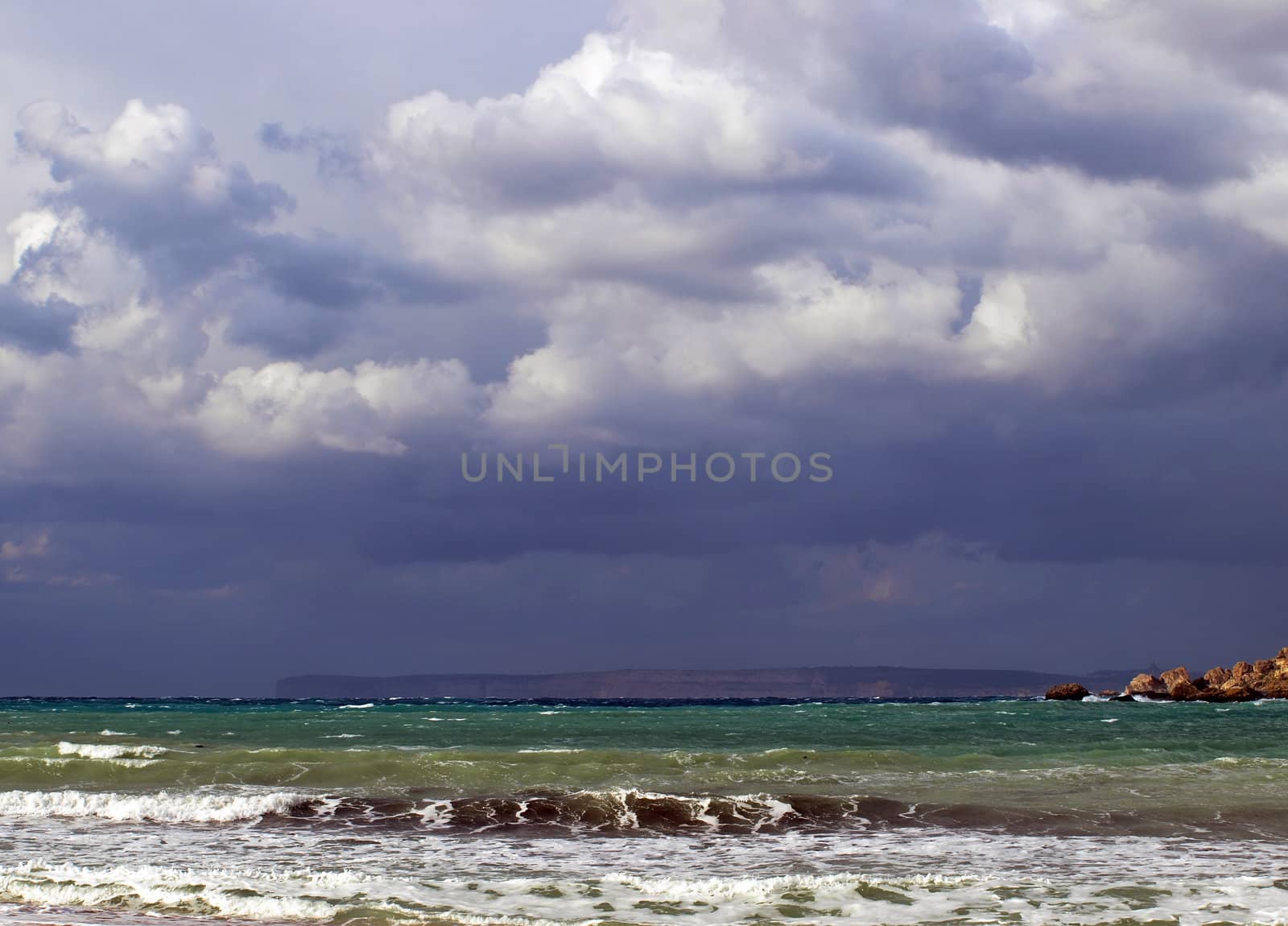 Freak ocean waves coming onto shore in the Mediterreanean