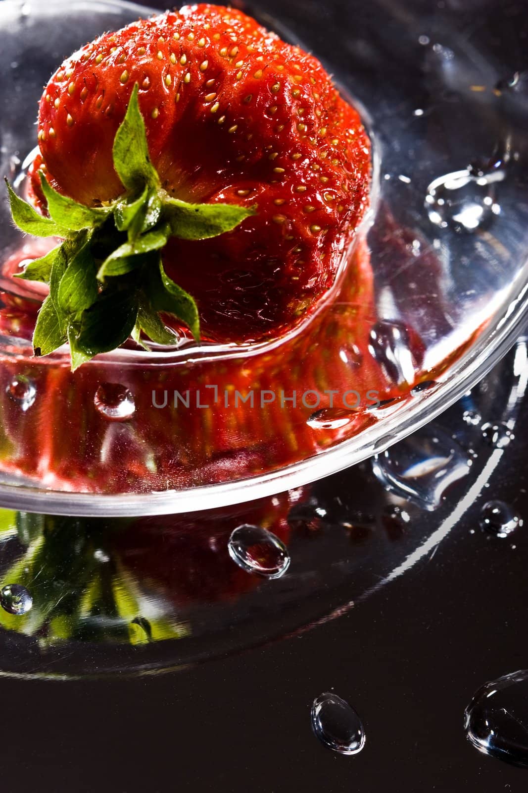 food series: strawberry on the reflective surface