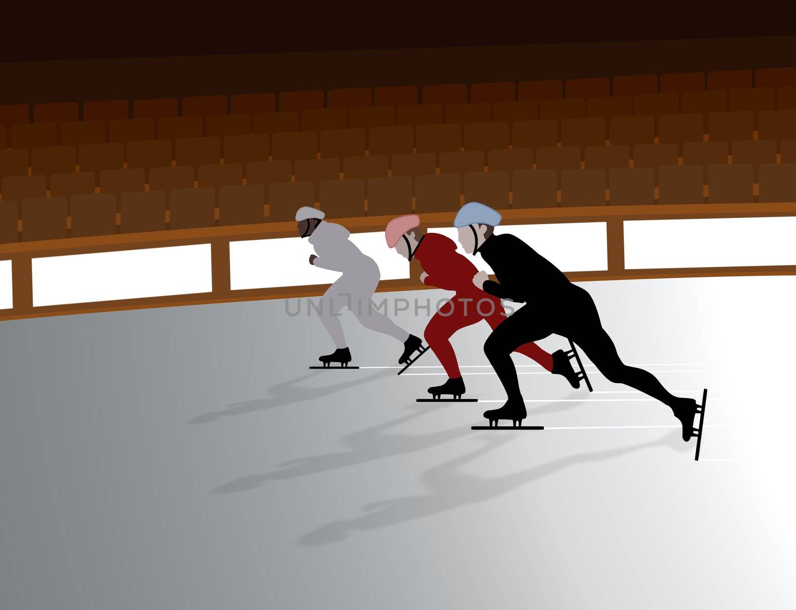 Illustration of 3 speed skaters