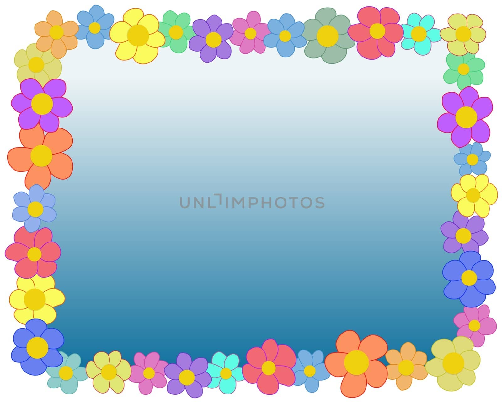 Illustrated rectangle frame made of flowers 
