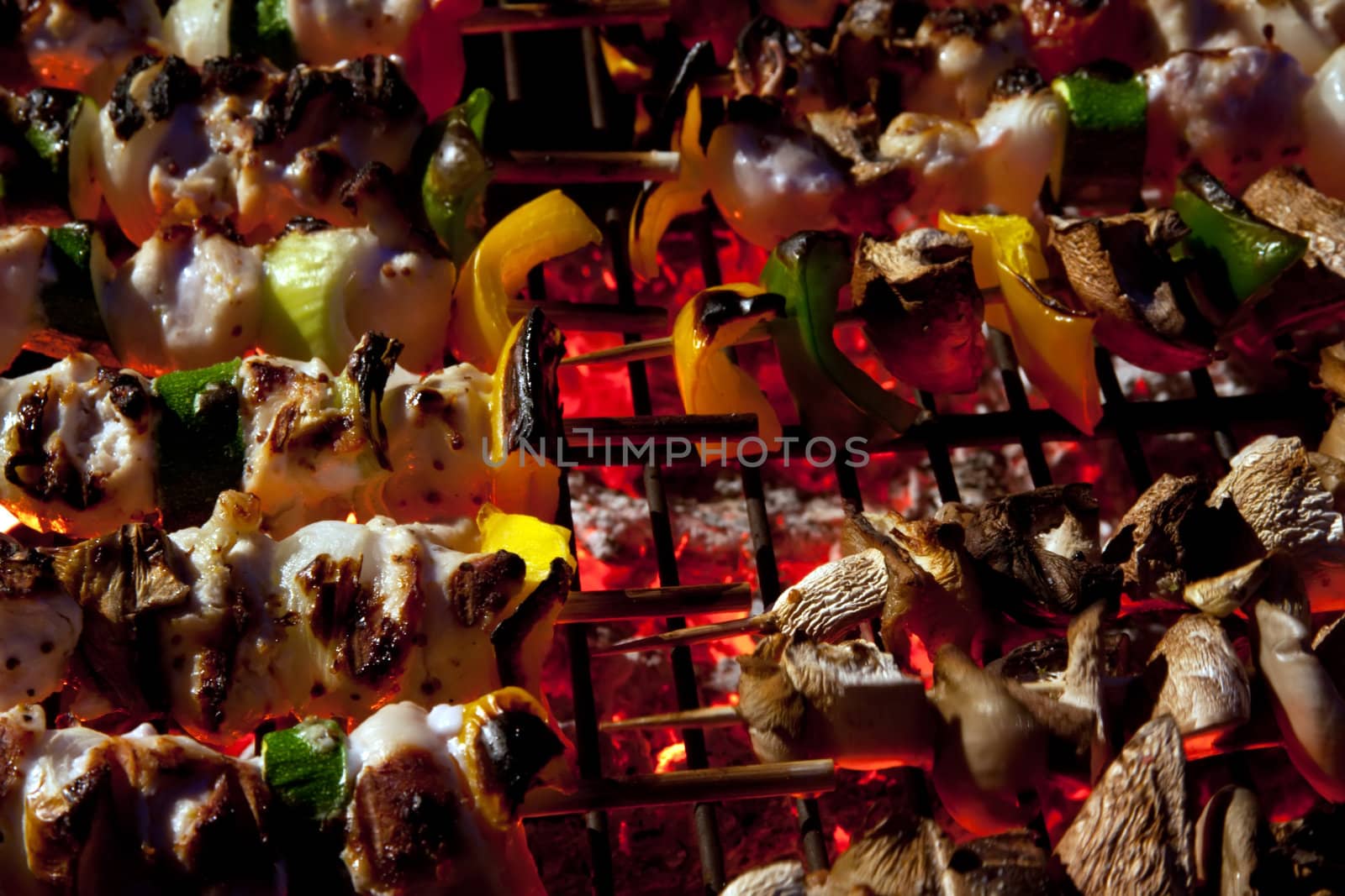 Image of chicken kebabs on the barbecue