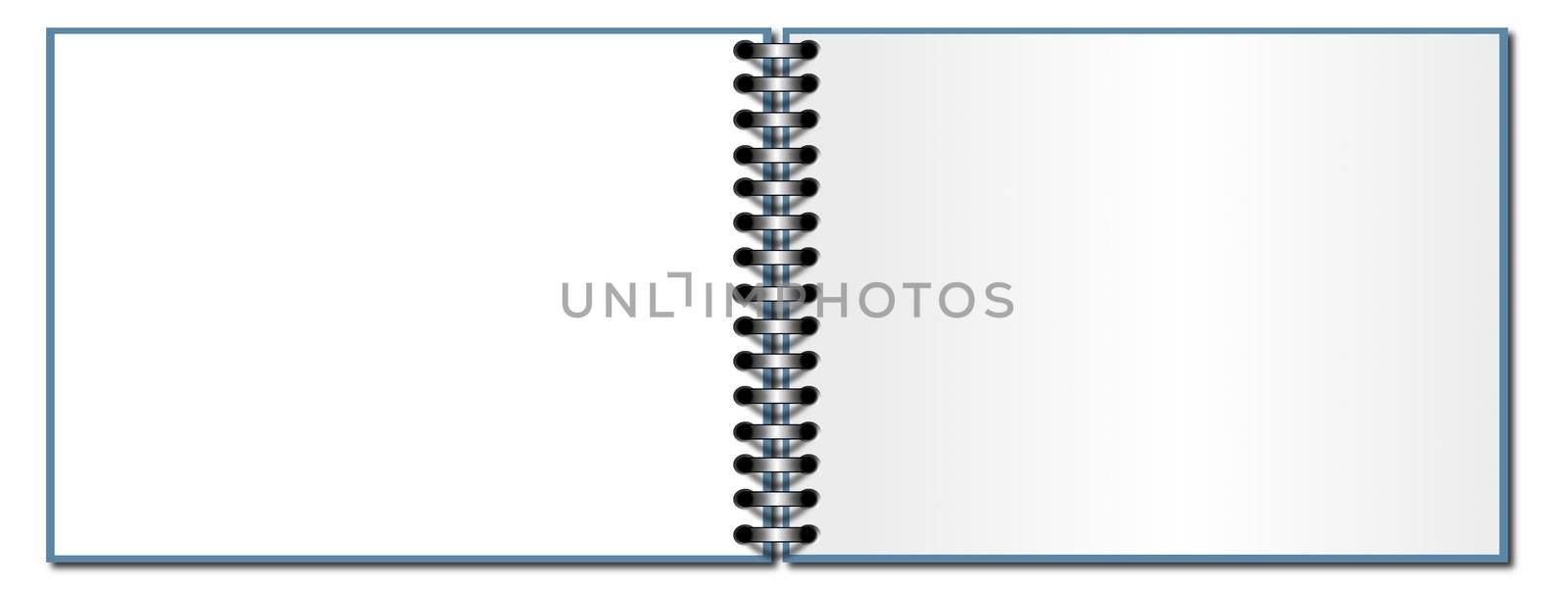 Open ring book on a white background