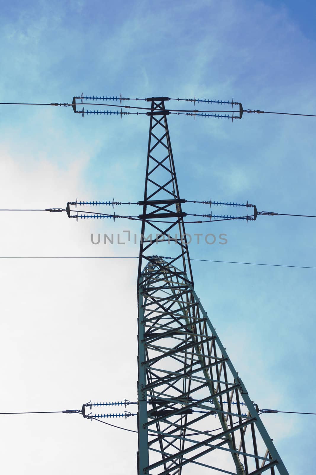 Steel pylon of high voltage electric power transmission line.