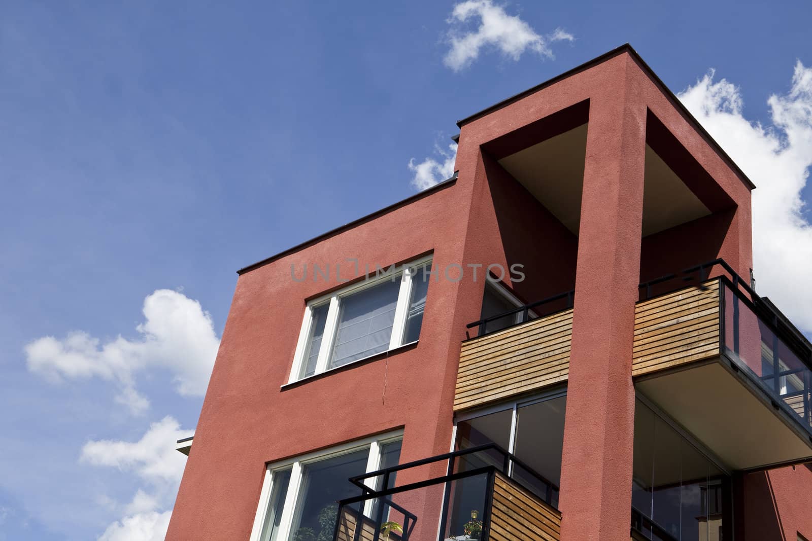 Modern executive Apartments in front of blue sky