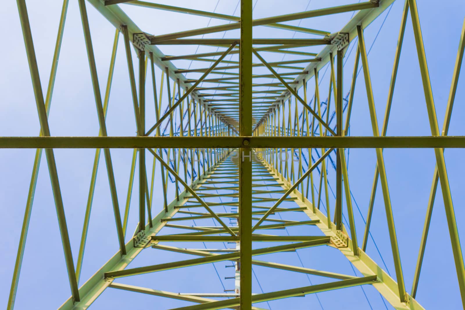 Steel structure of pylon of high voltage electric power transmission line.