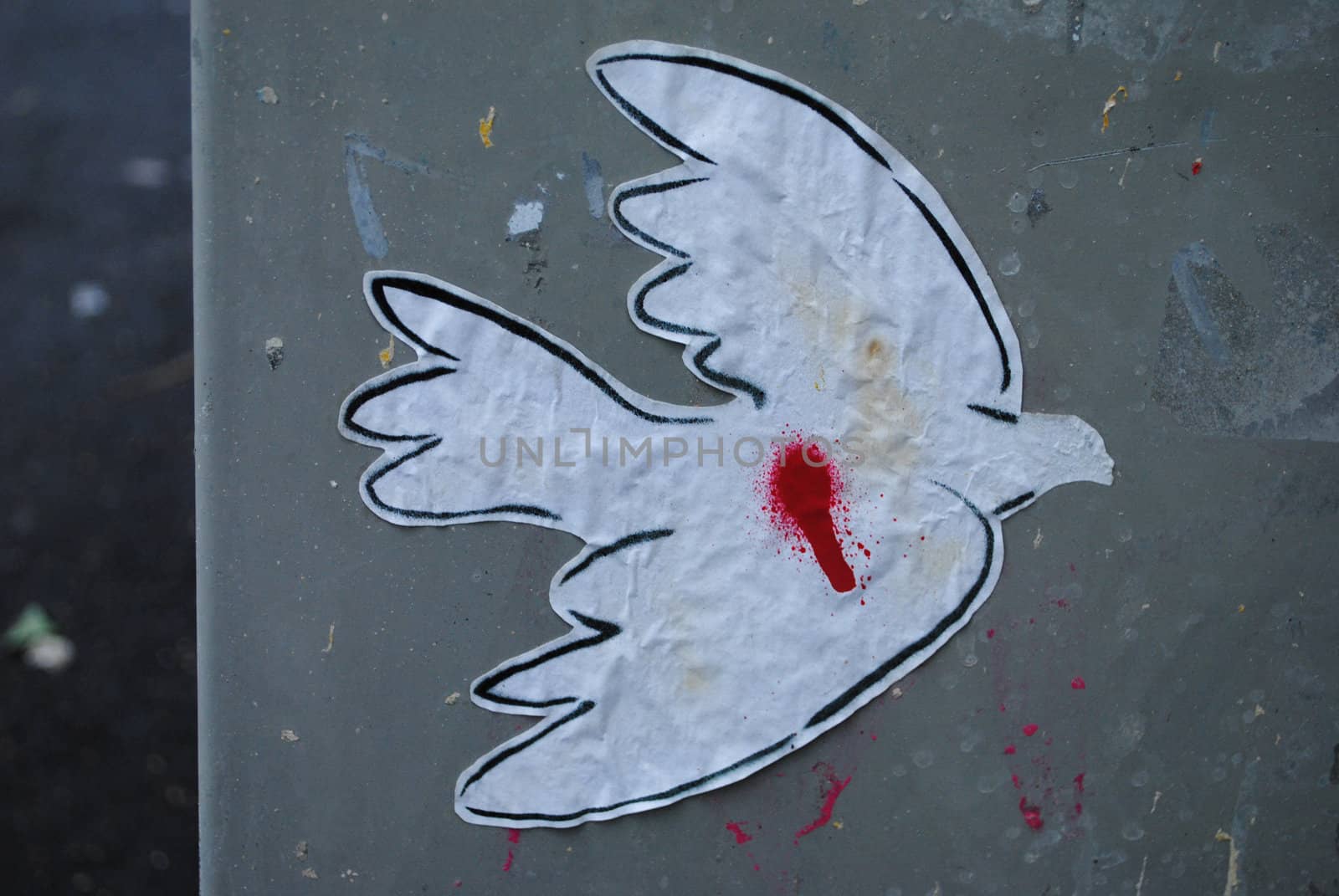 A street art peace dove.