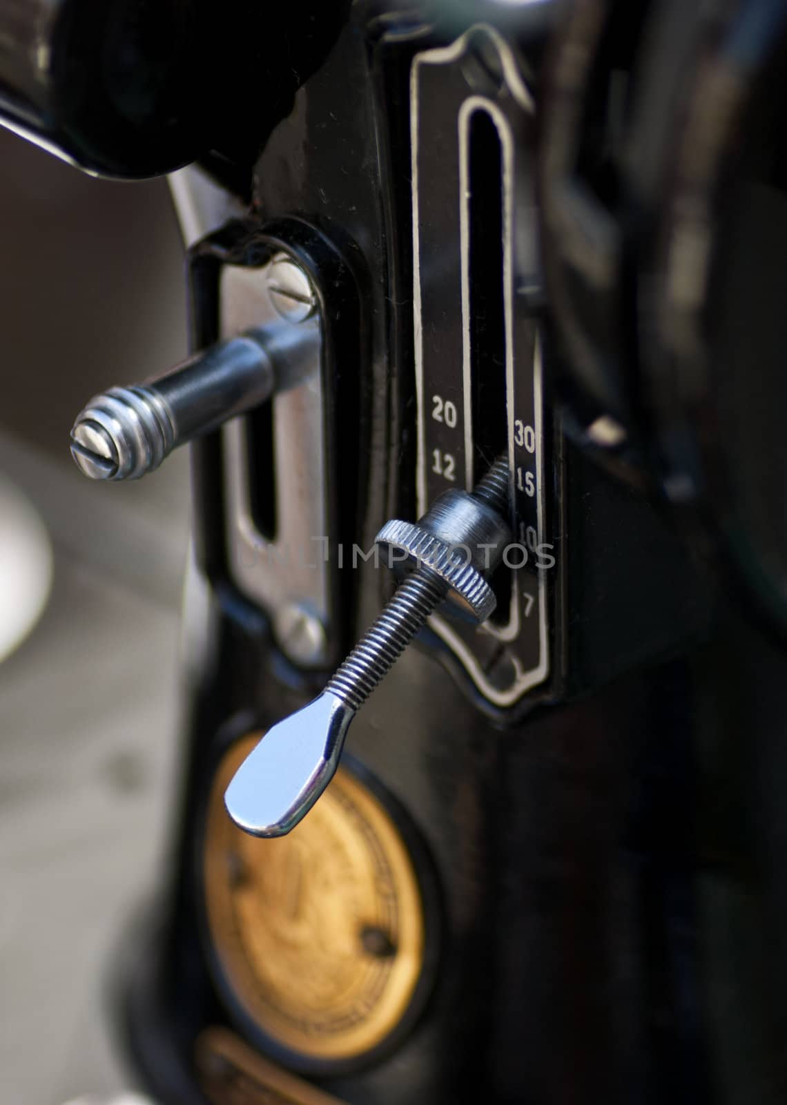 Closeup of a detail on a sewing machine