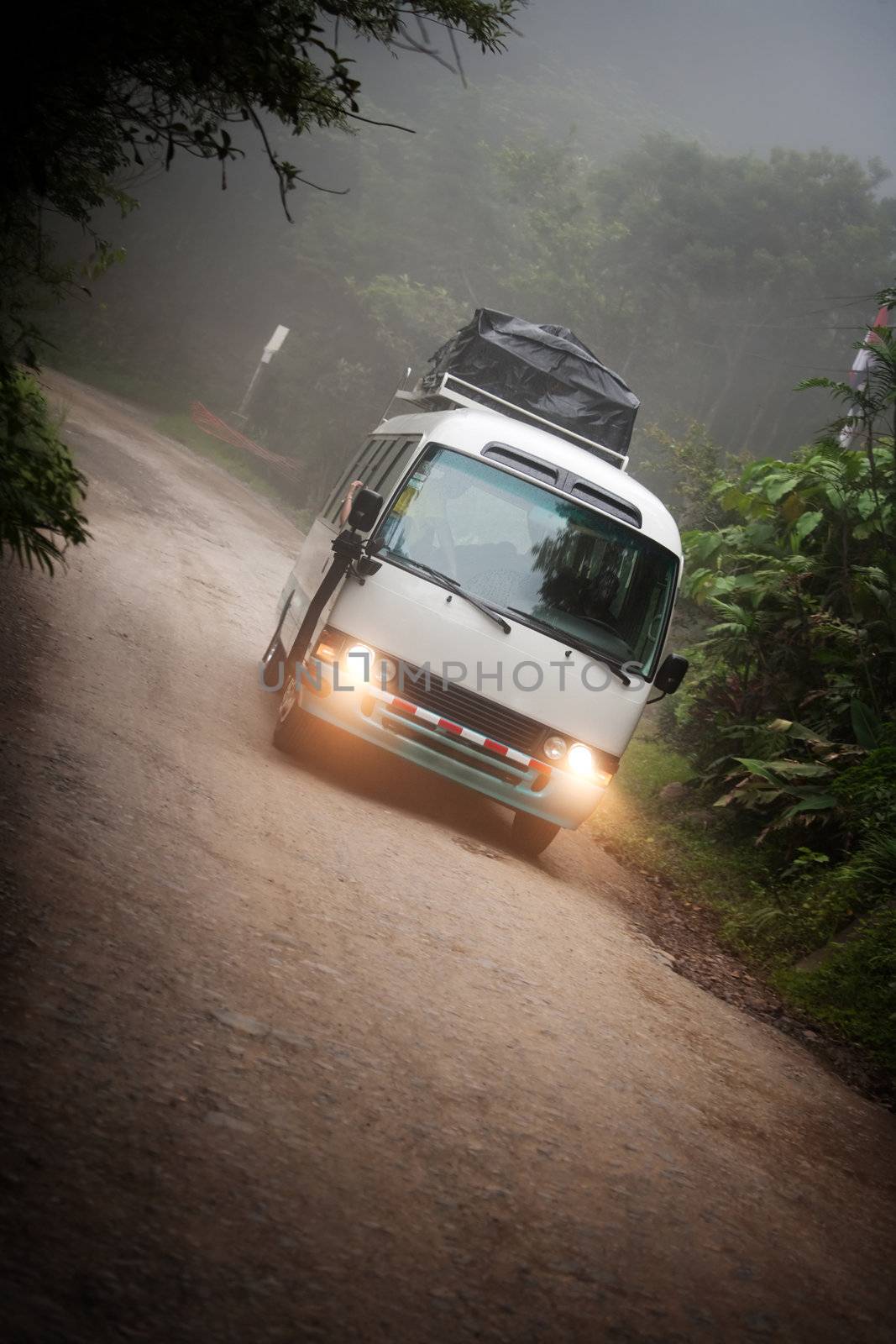 Tourist bus near Monteverde Costa Rica by Creatista